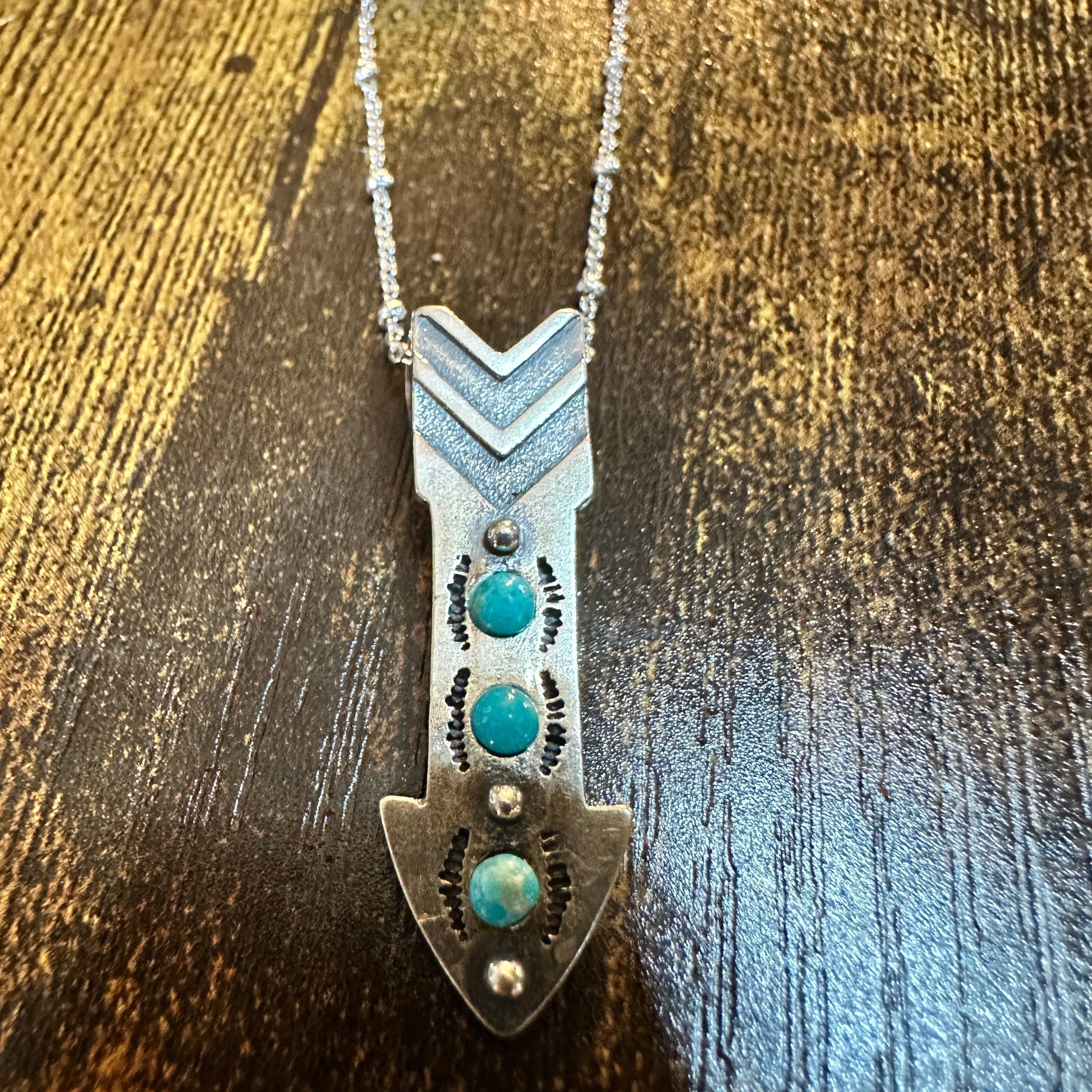 Other Native American Arrowhead Turquoise Pendant Necklace in Ster Size ONE SIZE - 6 Thumbnail