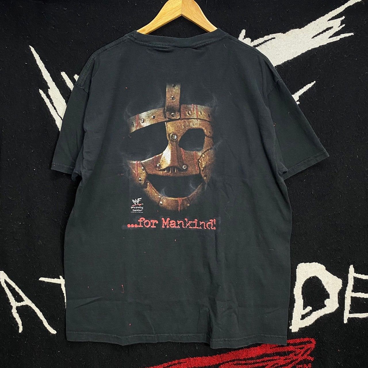 image of Mankind Vintage 1998 Wwf Wrestling Shirt L in Black, Men's (Size Large)