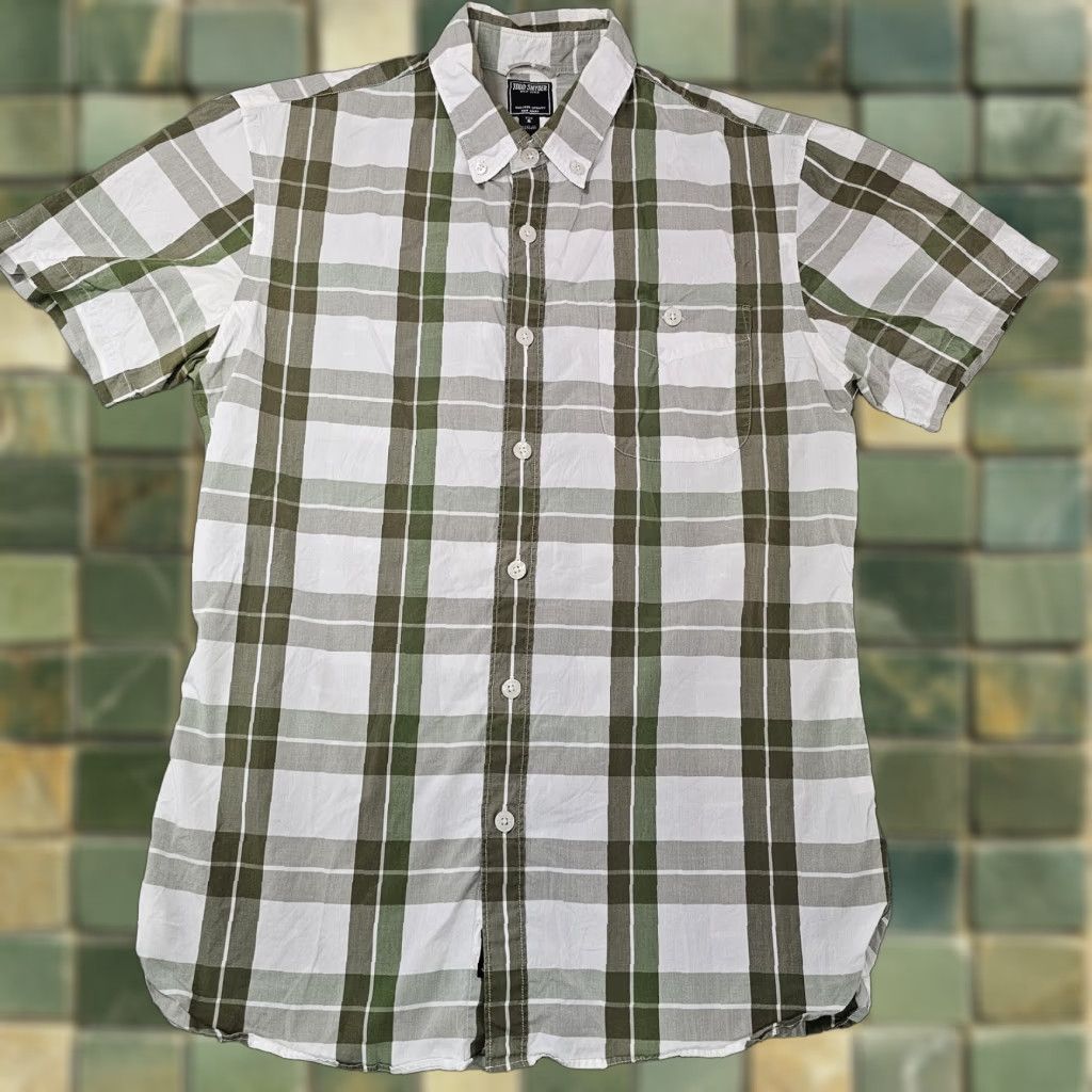 Todd Snyder Todd Snyder Shirt Mens S Green White Plaid Short Sleeve Button-Down Cotton Size US S / EU 44-46 / 1 - 1 Thumbnail