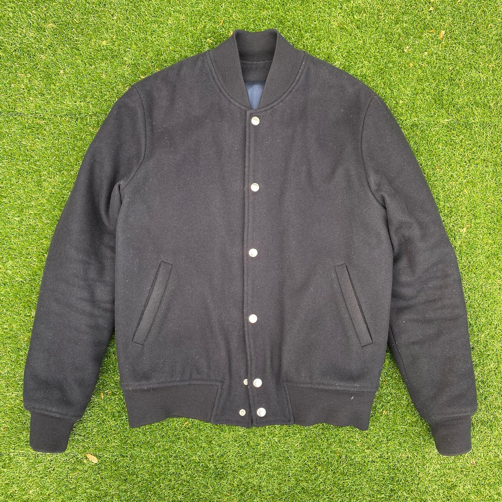 image of Harmony Paris Wool Bomber Varsity Jacket in Blue, Men's (Size Medium)