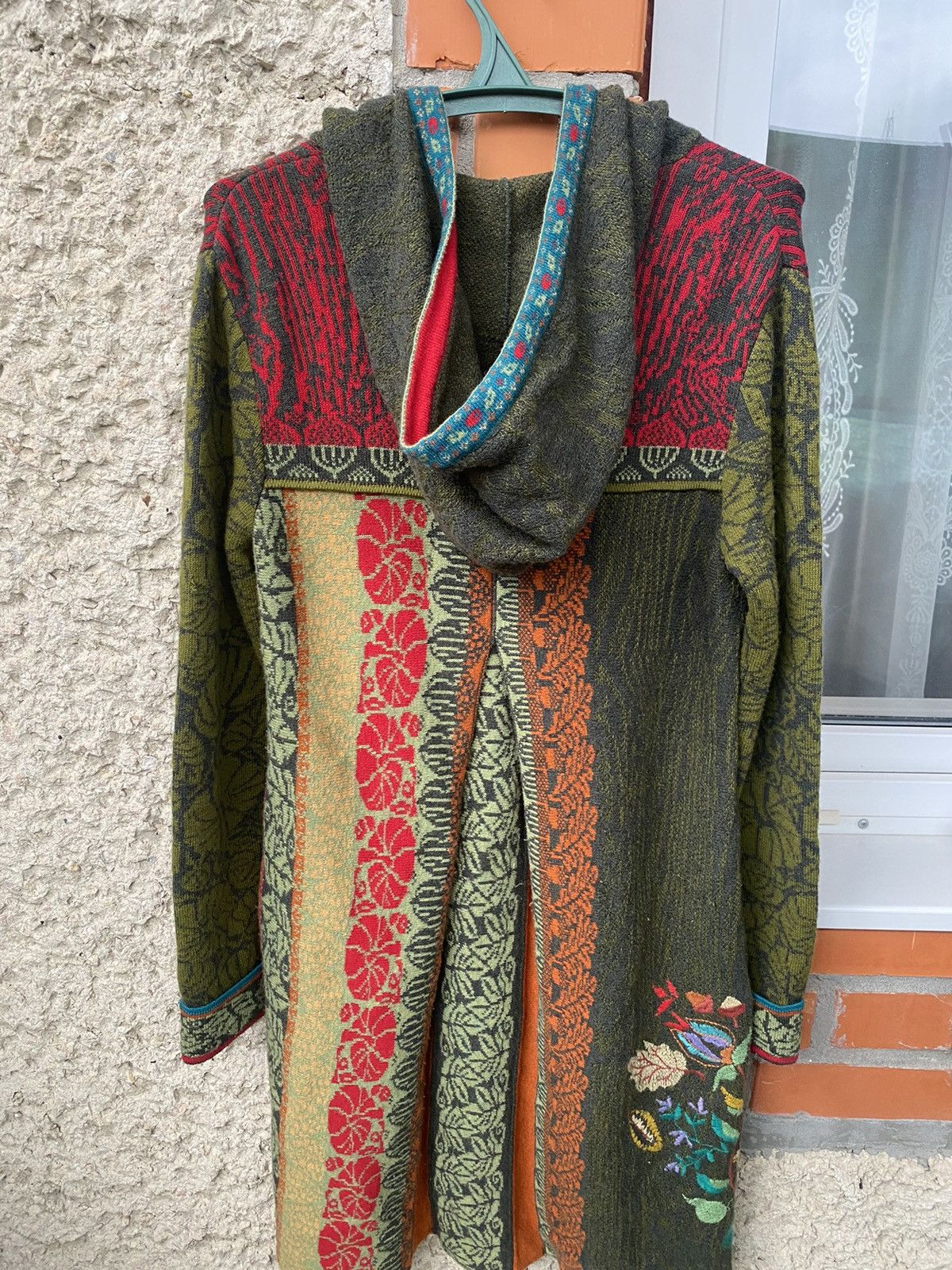 Vintage IVKO Long Jasquard Jacket Renaissance Pattern Wool Knit Coat Size S / US 4 / IT 40 - 3 Thumbnail