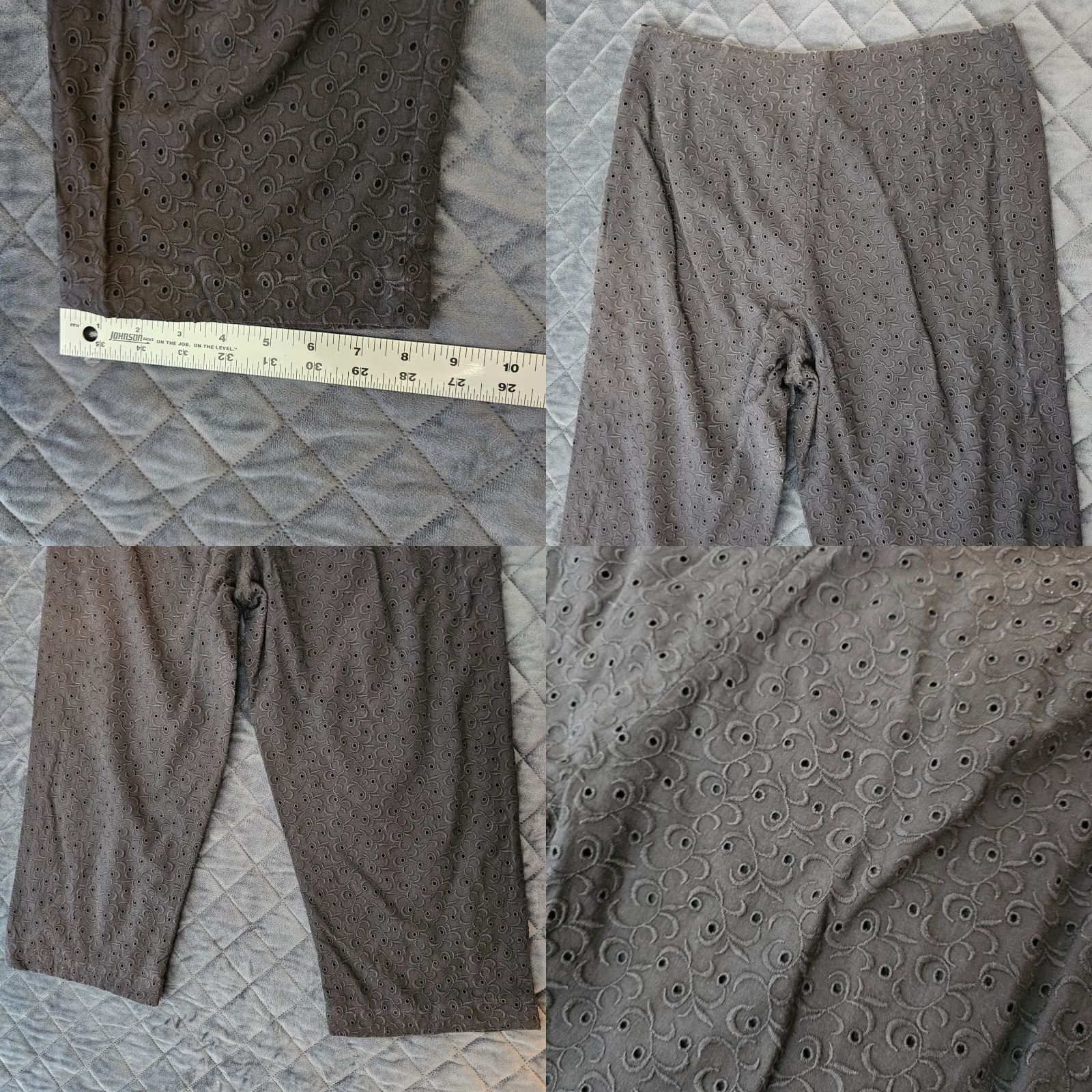 Vintage Josephine Chaus Pants Women 8 Ivory Lace Design Cropped Zipper Button Floral Cotton Lace Embellished Casual Size 30" / US 8 / IT 44 - 8 Thumbnail