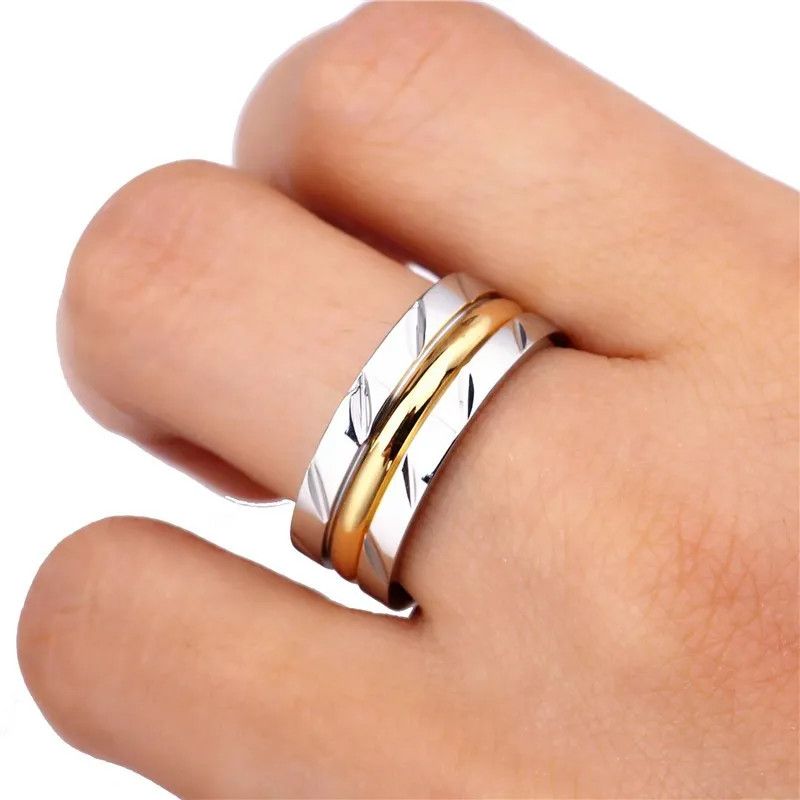 Jewelry 8mm Titanium Steel Ring Size ONE SIZE - 3 Thumbnail