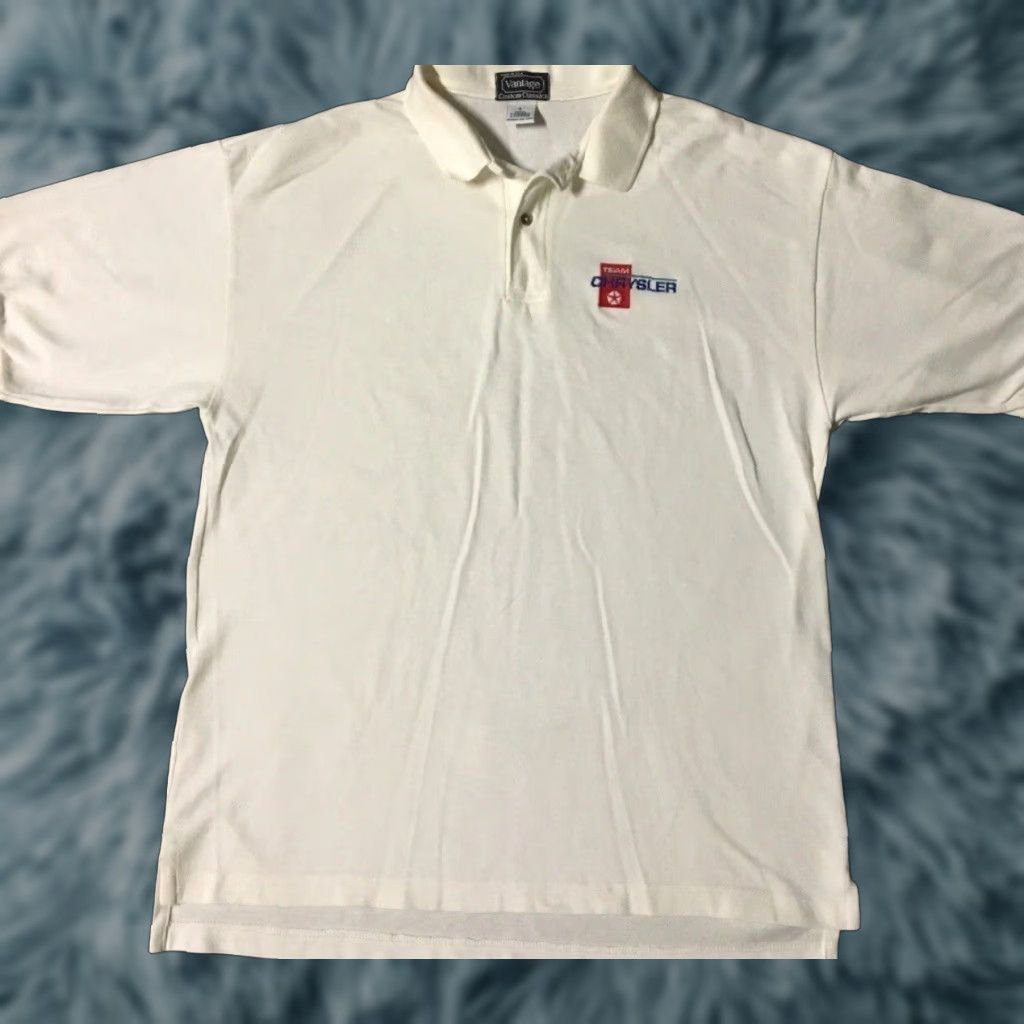 Vintage VINTAGE Chrysler Team Polo Shirt L White 90s 80s NASCAR Grunge Cars Motorcycle USA Mens Shirt Size US L / EU 52-54 / 3 - 1 Thumbnail
