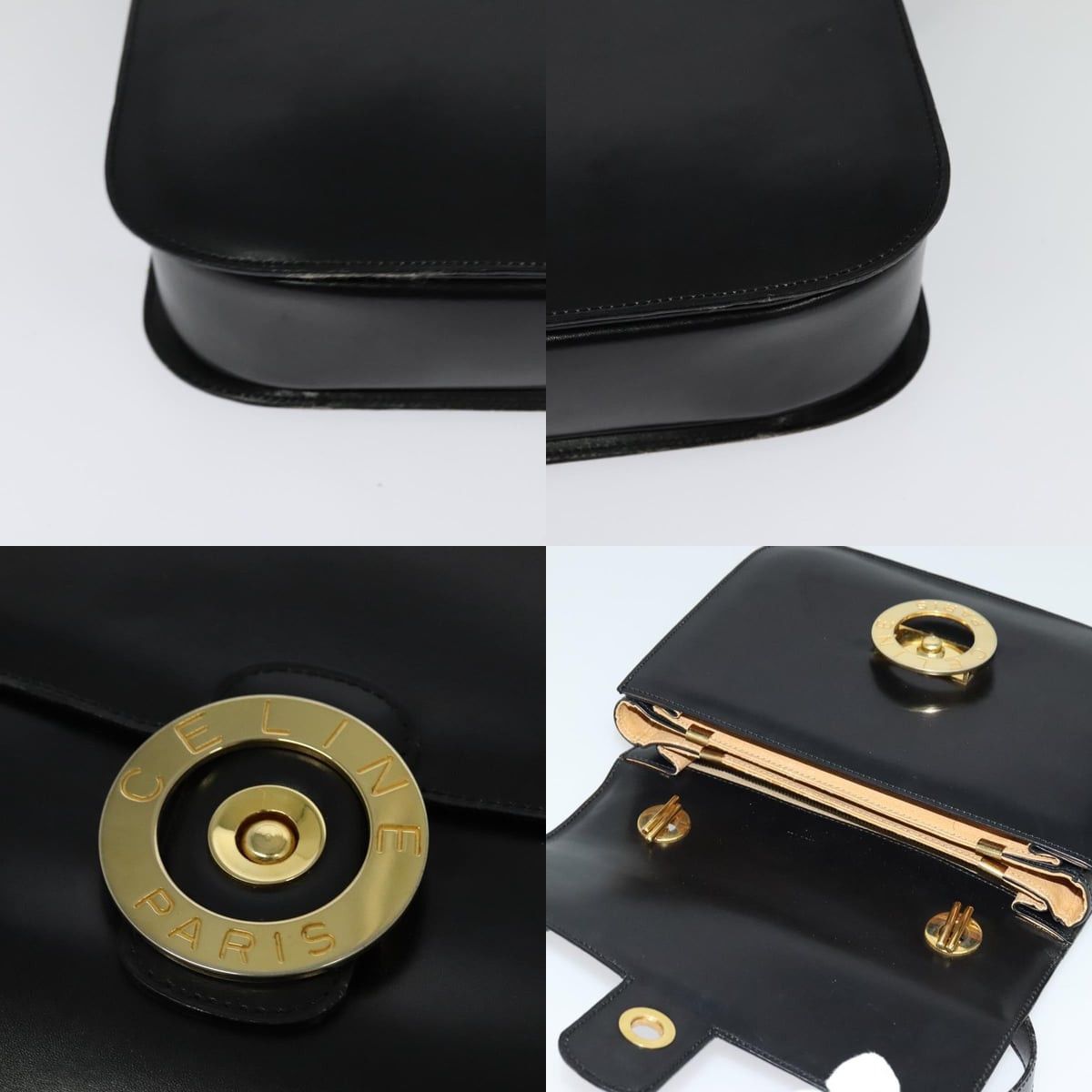 Celine CELINE Hand Bag Leather Black Gold Size ONE SIZE - 11 Thumbnail