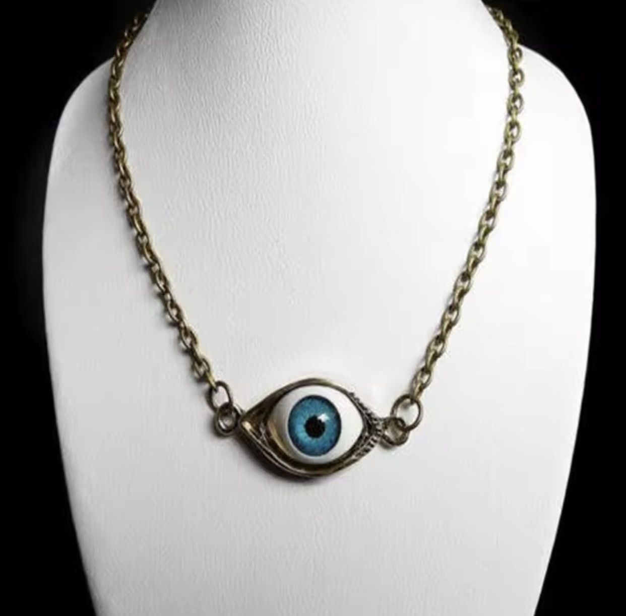 Jewelry Eye Ball Necklace Punk Grunge Chain Size ONE SIZE - 1 Thumbnail