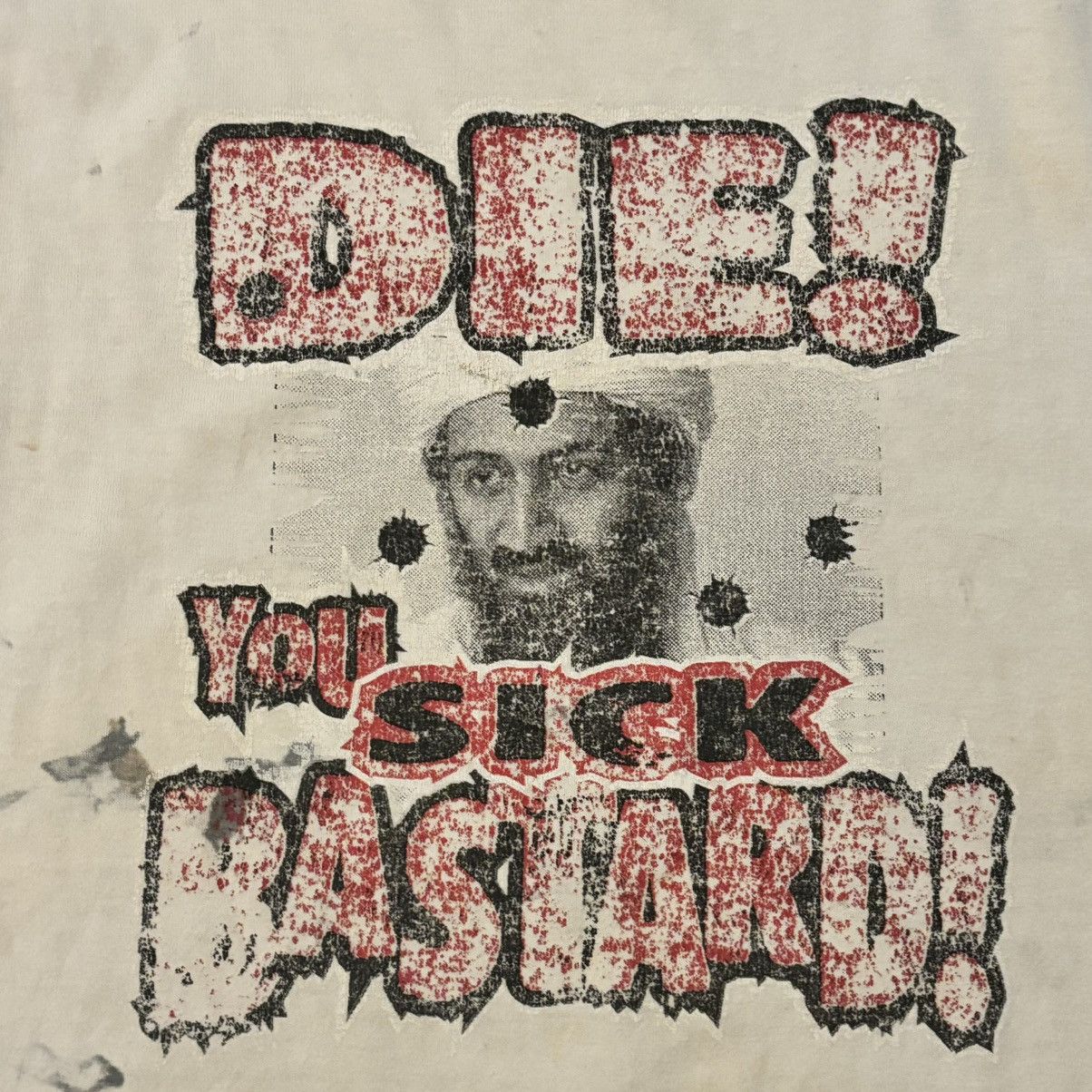Vintage 2000s Osama Bin Laden Thrashed Tee Size US L / EU 52-54 / 3 - 2 Thumbnail