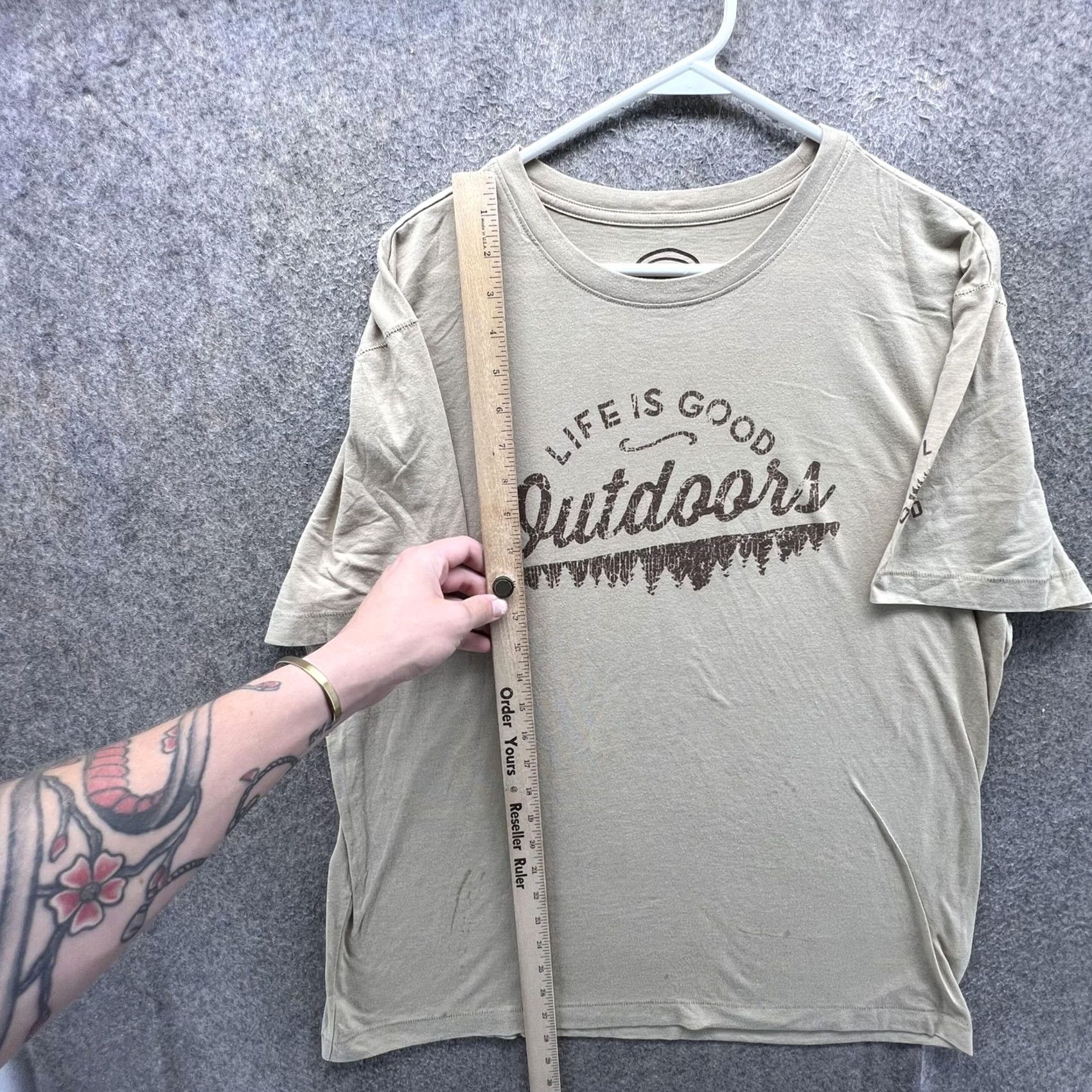Life is Good Life is Good Outdoors Shirt Mens Large Beige Graphic Tee Hiking Camping Nature Shirt Size US L / EU 52-54 / 3 - 3 Thumbnail