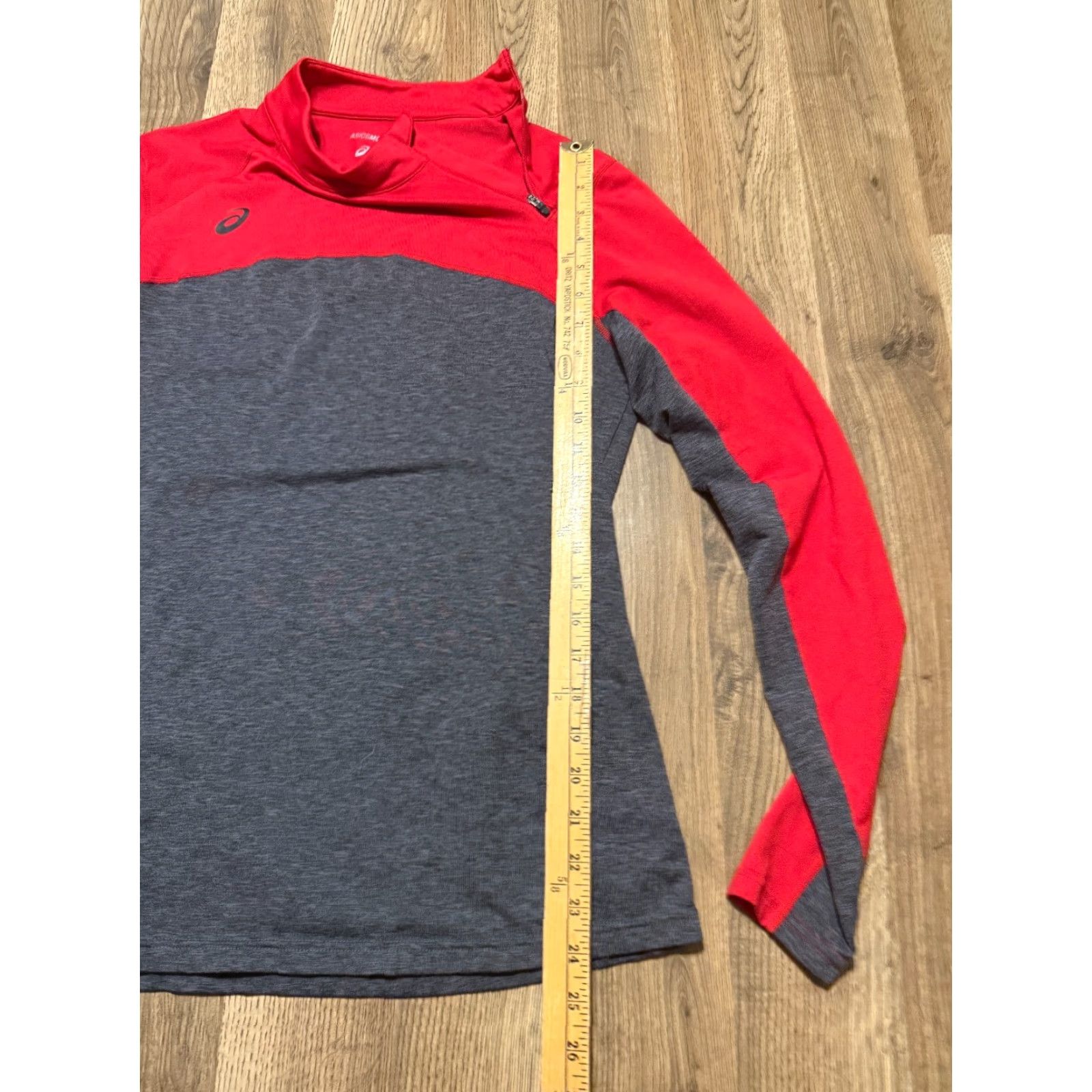 Asics ASICS Shirt Women's Large, Red Gray, Long Sleeve, Athletic Wear, Asicsmotiondry, Regular, T-Shirt, Modern, Basic, Fall Spring Summer, Mens/Womens? Size L / US 10 / IT 46 - 7 Thumbnail