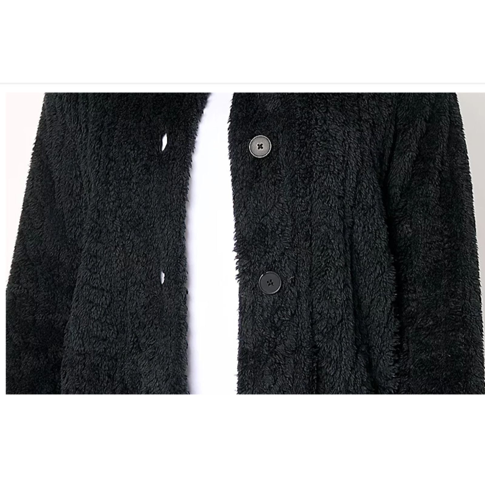 Beachdude Inc. Cuddl Duds Sculpted Sherpa Shacket Black Large A704546 Size L / US 10 / IT 46 - 2 Thumbnail