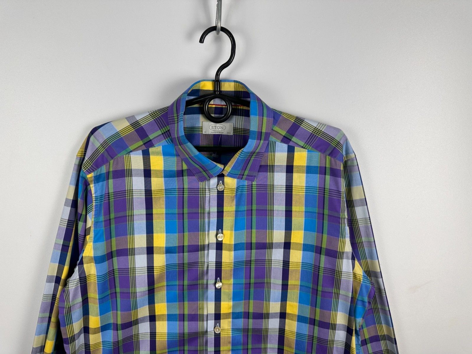Eton Eton Long Sleeve Checkered Shirt Blue Yellow Size 42 16 1\2 Size US M / EU 48-50 / 2 - 2 Thumbnail