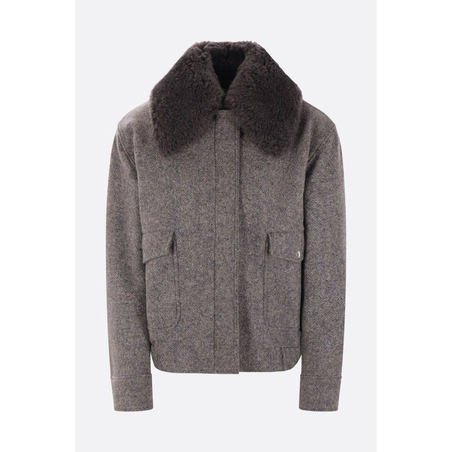 Stella McCartney STELLA MCCARTNEY Gray Wool Blend Oversize Bomber Jacket New Size M / US 6-8 / IT 42-44 - 1 Thumbnail