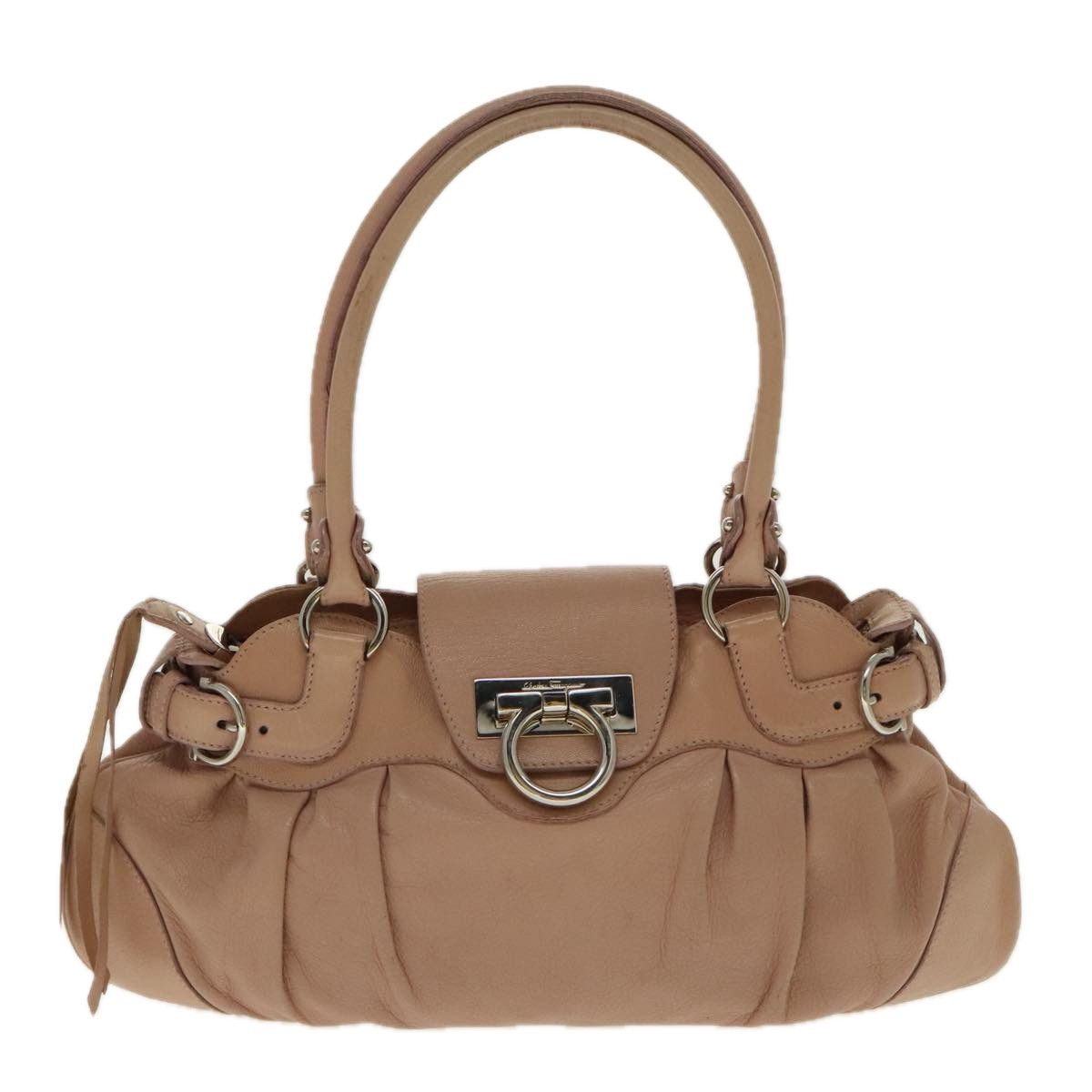 Salvatore Ferragamo Gancini Beige Leather Handbag (Pre-Owned) Size ONE SIZE - 1 Thumbnail