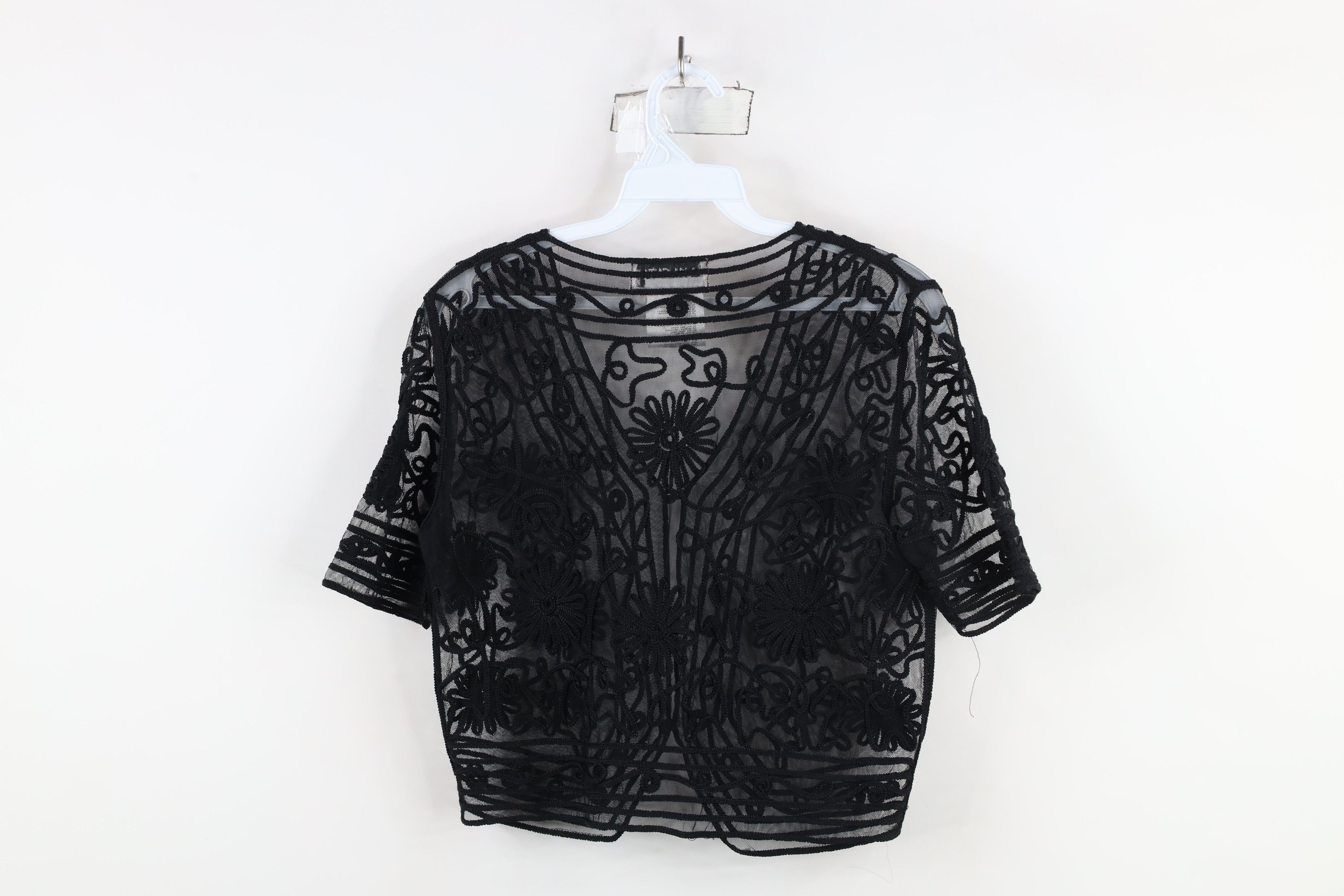 Vintage Vintage 90s Babydoll Lace Flower Cardigan Shirt Black Size S / US 4 / IT 40 - 11 Thumbnail