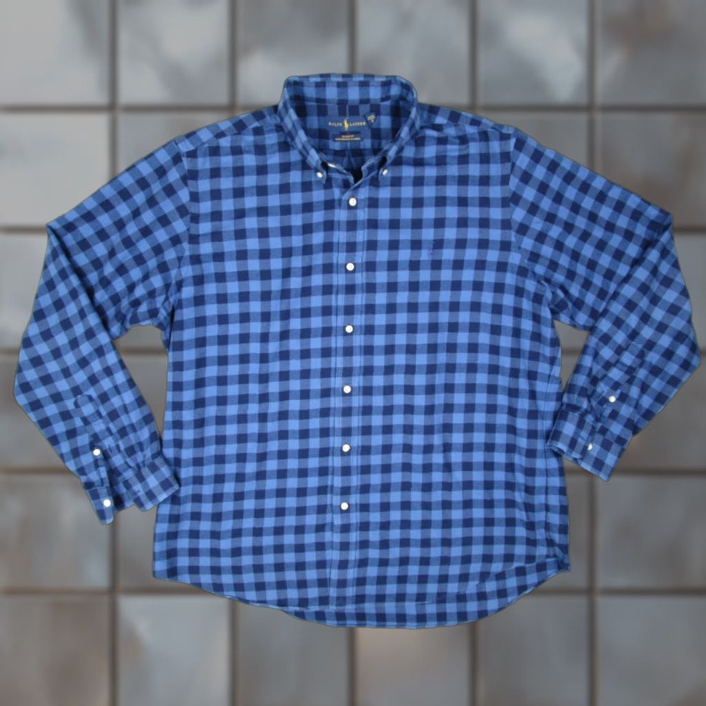 Ralph Lauren Ralph Lauren Shirt Mens XL Blue Flannel Button Up Performance Blue Pony Size US XL / EU 56 / 4 - 1 Thumbnail