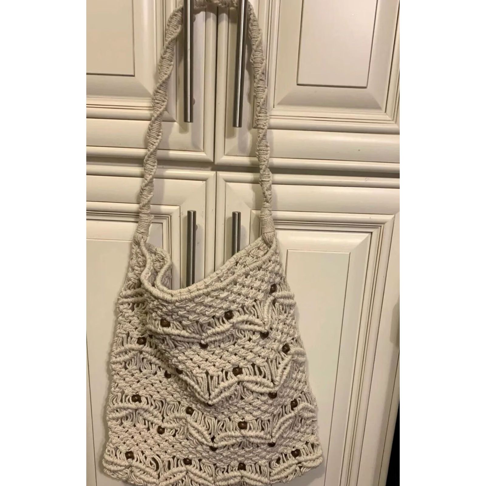 Vintage Beaded Crocheted Handbag Large Women Size ONE SIZE - 5 Thumbnail