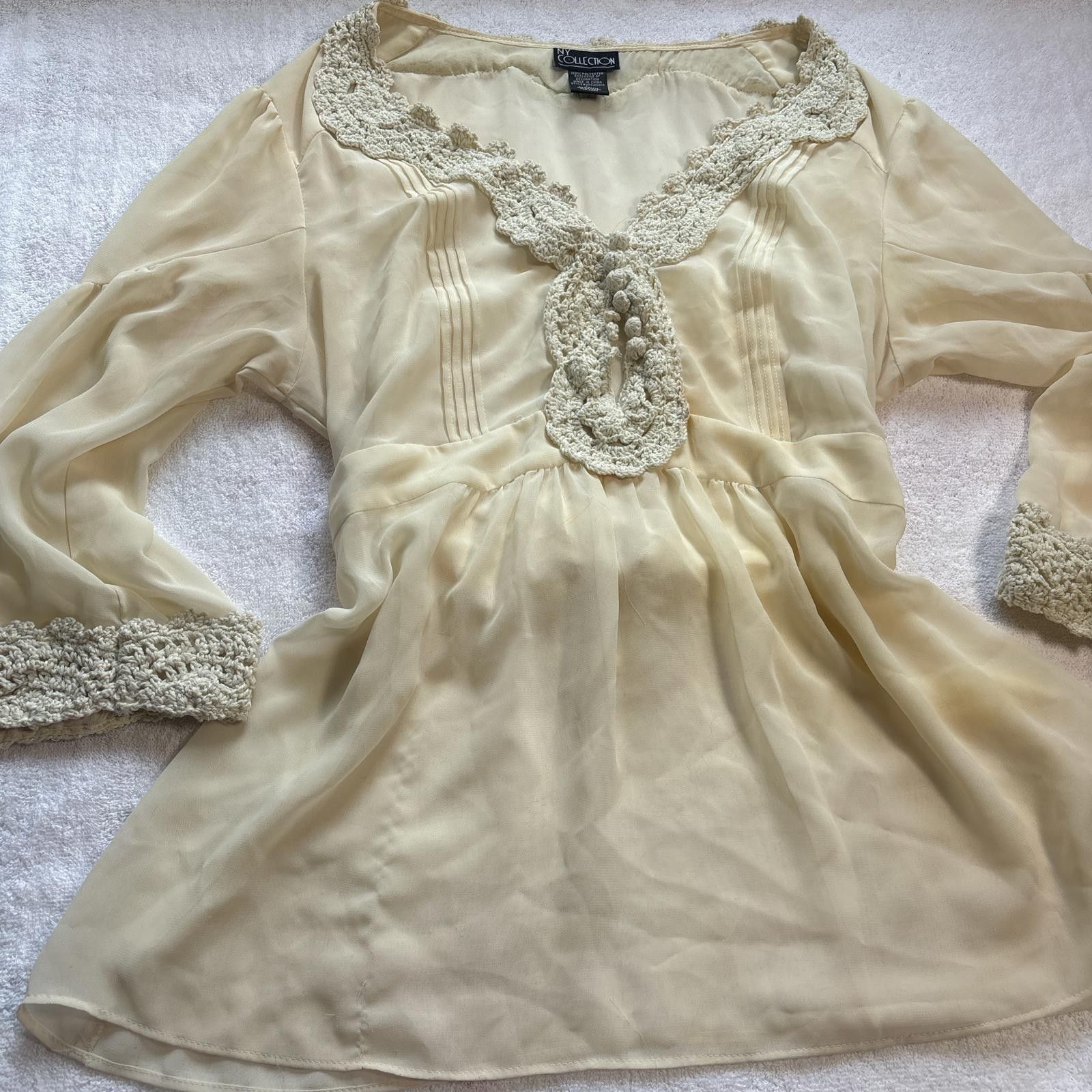 Other vintage cottage core crochet tie back blouse Size L / US 10 / IT 46 - 1 Thumbnail