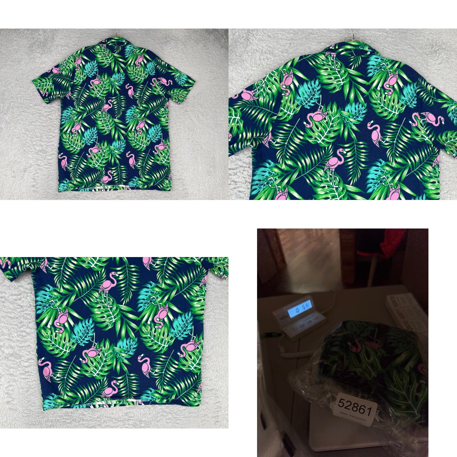 Vintage IML Shirt Adult Medium Blue Green Floral Flamingo AOP Hawaiian Cotton Blend Shirt Casual Men's 90s? Size US M / EU 48-50 / 2 - 9 Thumbnail