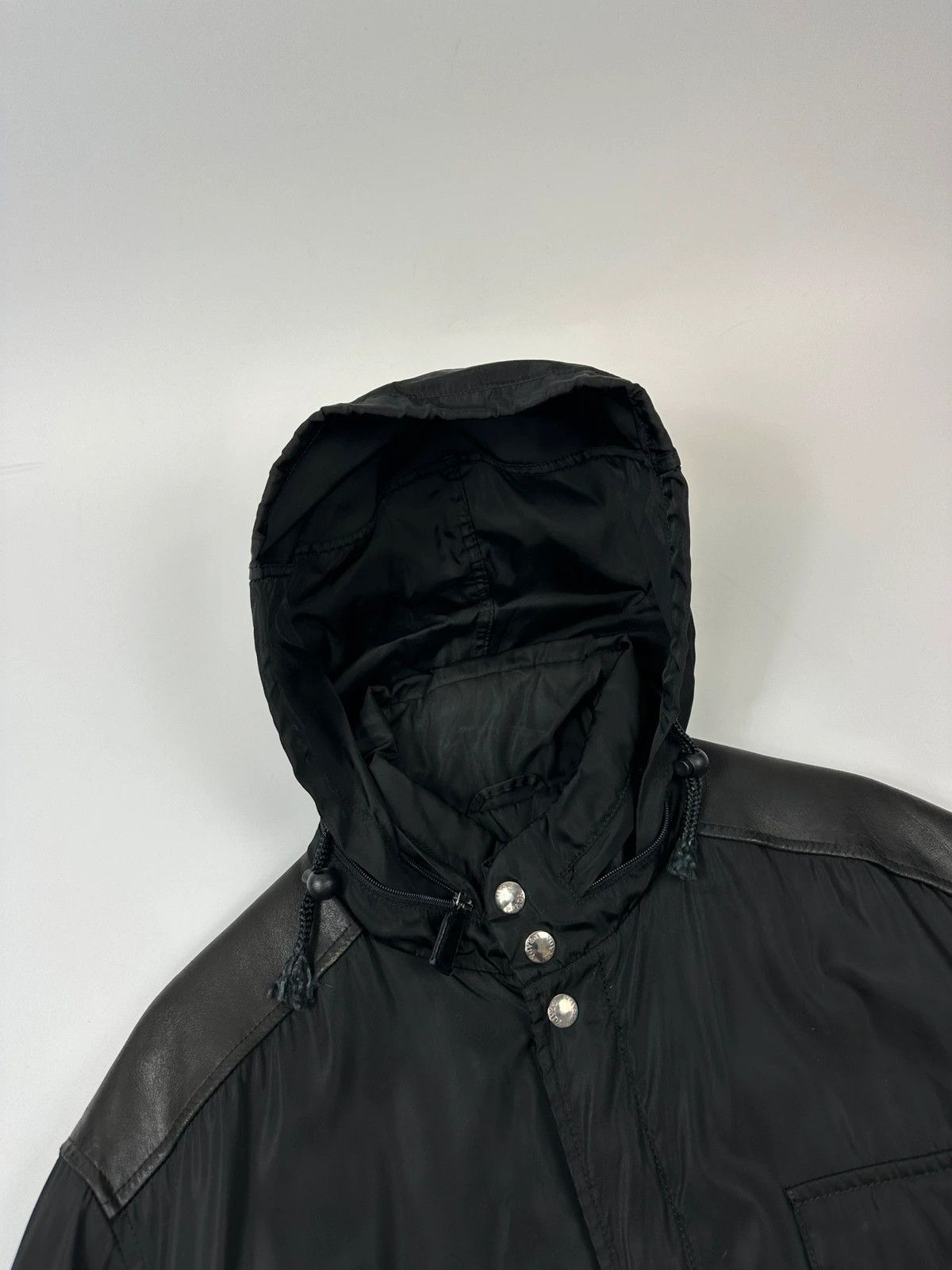 Prada Prada Milano FW97 Black Nylon & Leather Parka Long Coat Size US L / EU 52-54 / 3 - 2 Thumbnail