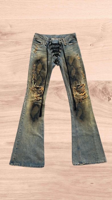 IF SIX WAS NINE - Double waist flared jeans with corset closure