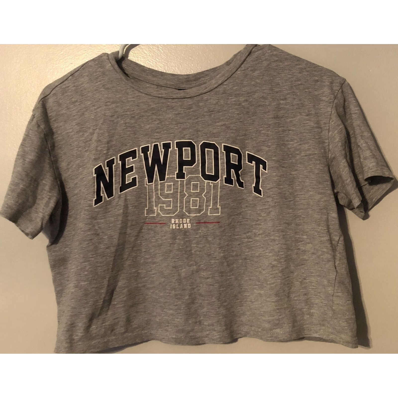 H&M VINTAGE? No. DIVIDED H&M CROP TOP T Shirt Gray Newport Rhode Island Logo XS Women Crop Short Sleeve Pullover Scoop Neck Casual All Seasons Regular Size XS / US 0-2 / IT 36-38 - 2 Thumbnail