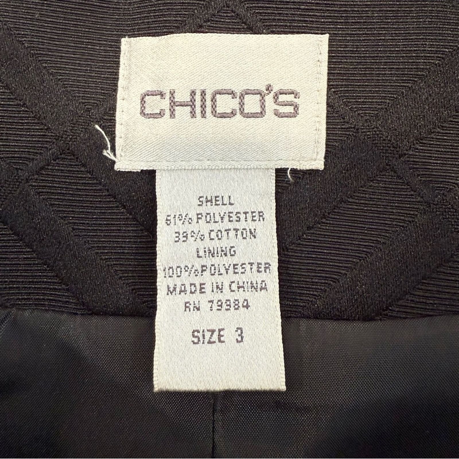 Chicos Chico's Full Zip Pleated Back Blazer Coat Women’s XL Black Size XL / US 12-14 / IT 48-50 - 4 Thumbnail