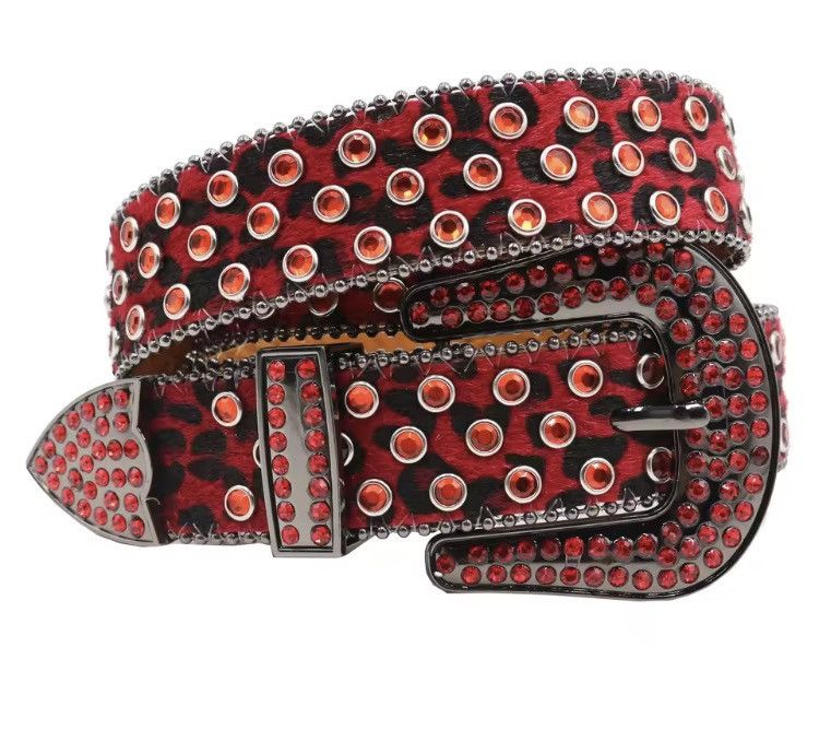Japanese Brand Y2K Rhinestone PU Leather Belt - 115 cm Size ONE SIZE - 4 Thumbnail
