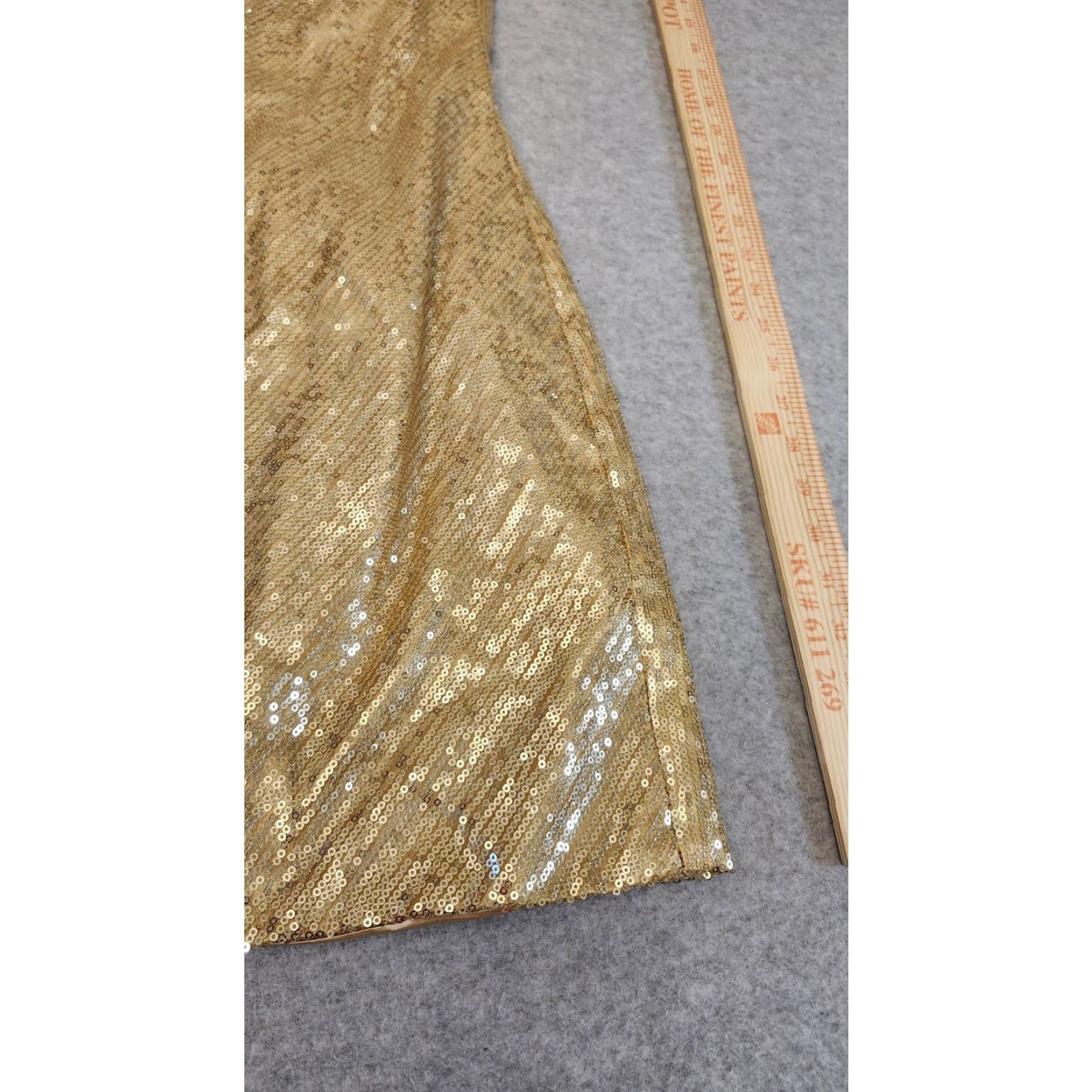 Vintage Vtg Scala Dress Womens 10 Gold Sequin One Shoulder Silk Cocktail Party Mini Dress Size L / US 10 / IT 46 - 3 Thumbnail