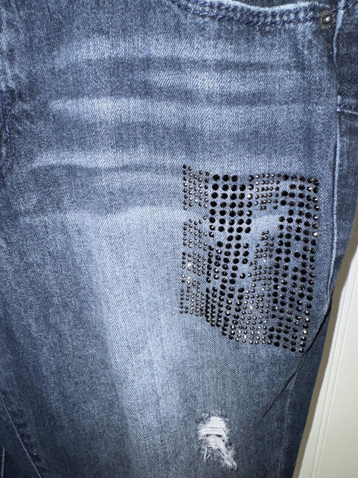 Juicy Couture Jeans Juicy Couture Women's 10 Distressed Rhinestone Patch Jeans Size 32" / US 10 / IT 46 - 4 Thumbnail