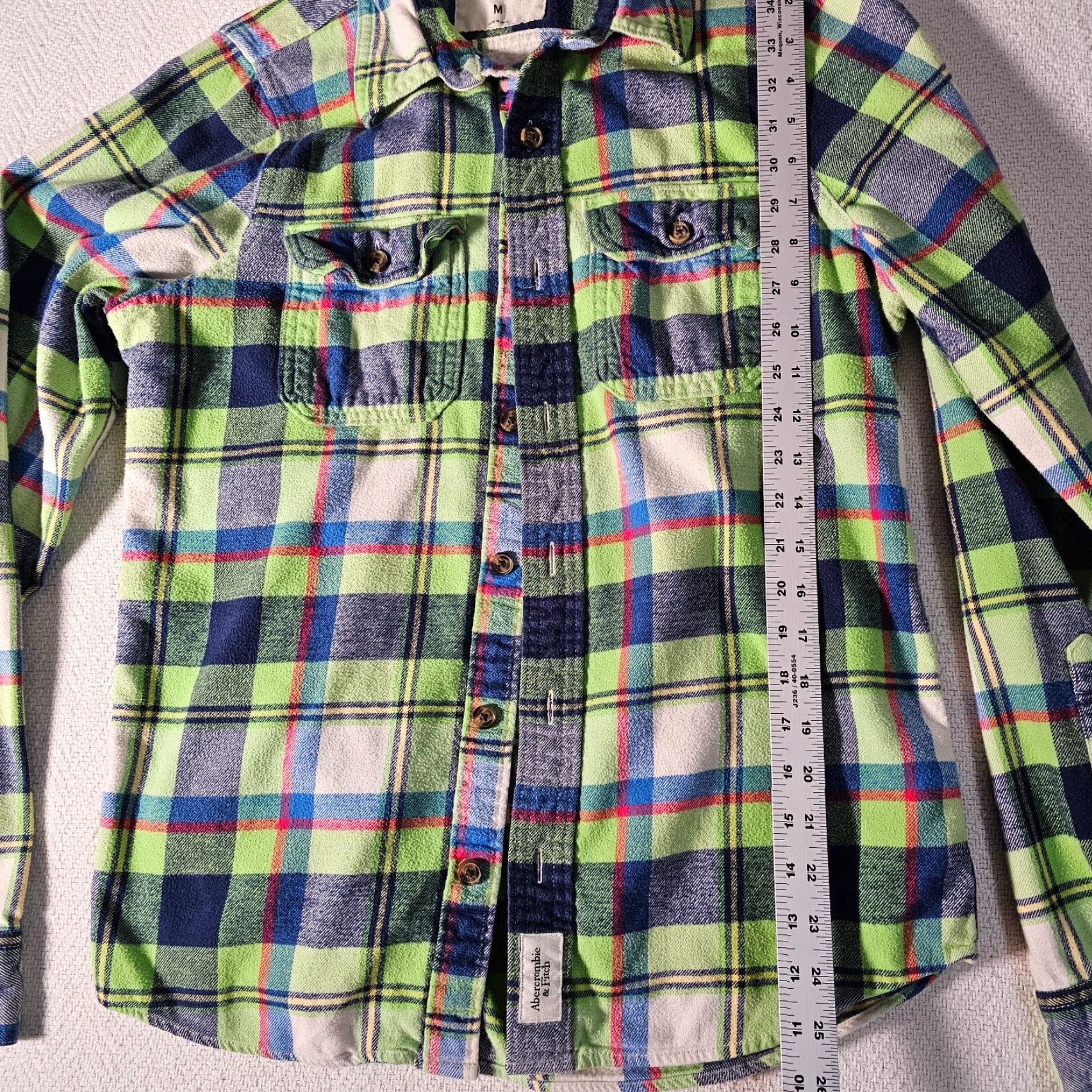 Abercrombie & Fitch VINTAGE Abercrombie & Fitch Mens Button-Up Shirt Flannel Plaid Long Sleeve Cotton Green Fall Winter Casual Size US M / EU 48-50 / 2 - 4 Thumbnail