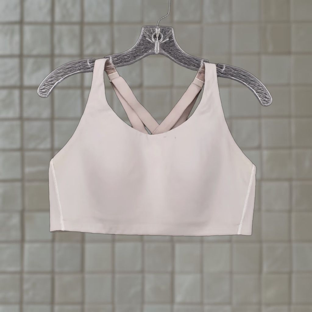 Lululemon High Support Sports Bra Womens 36D Beige Wireless Crossback Activewear