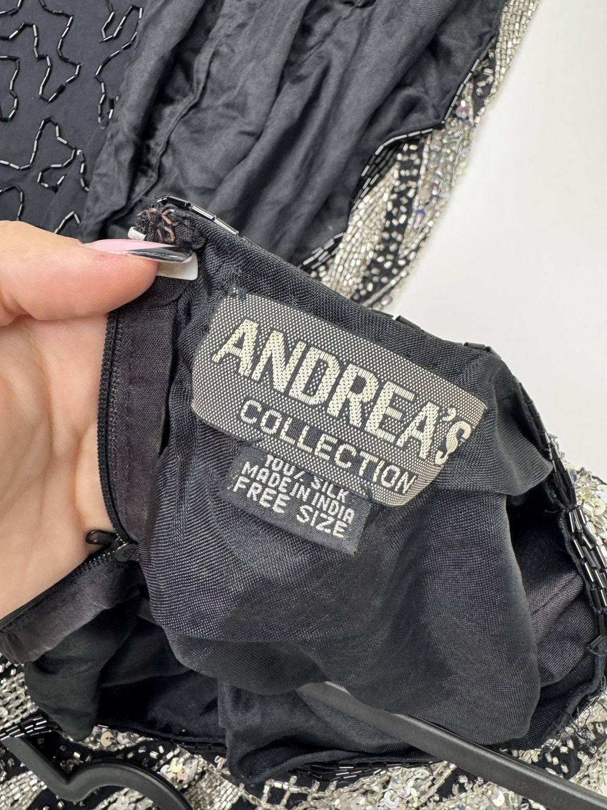 Other Vintage Andrea’s Silk Beaded Gown Black/Silver Size ONE SIZE - 5 Thumbnail