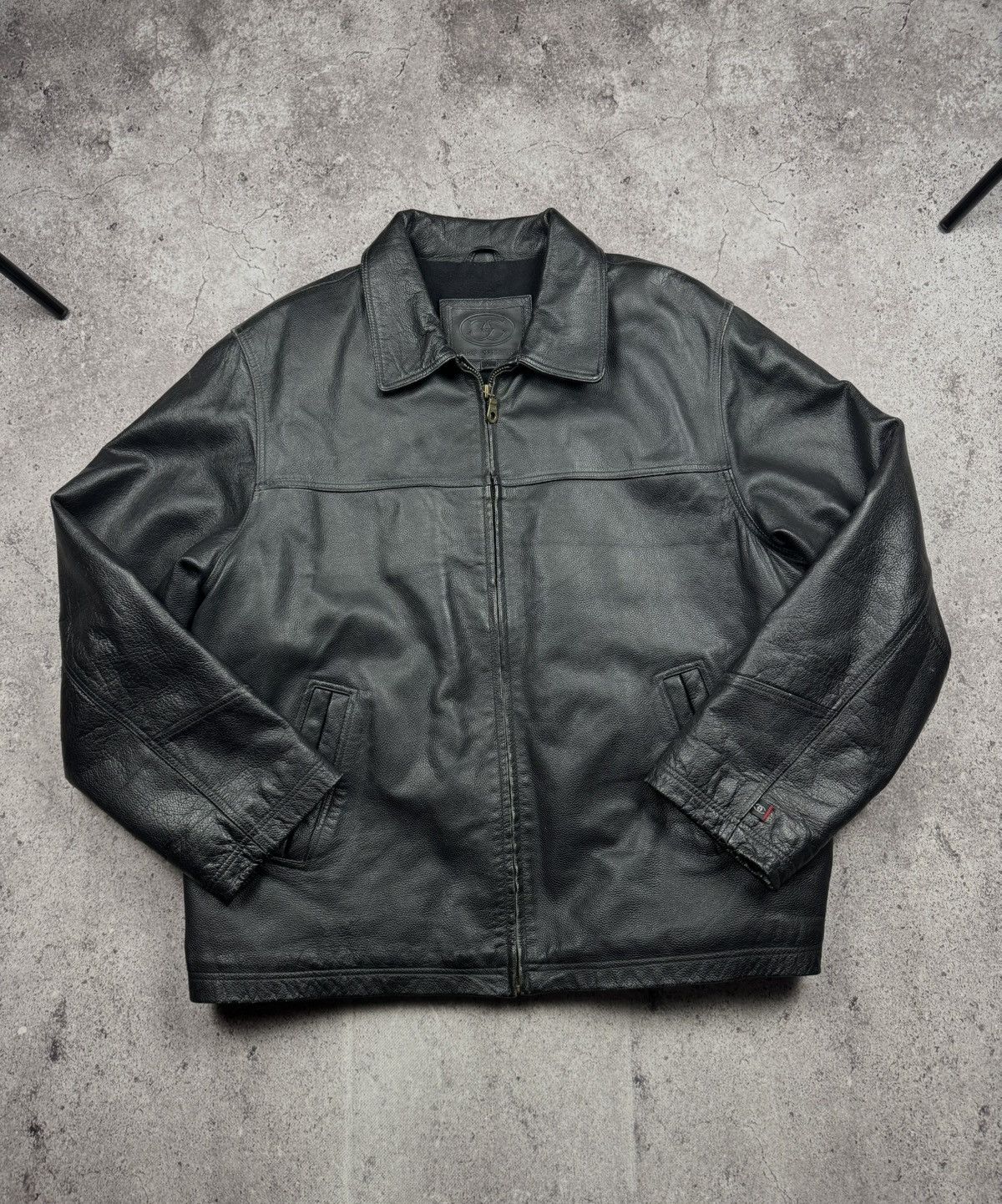 Japanese Brand Vintage leather hard jacket bomber baggy boxy opium japanese Size US XL / EU 56 / 4 - 1 Thumbnail