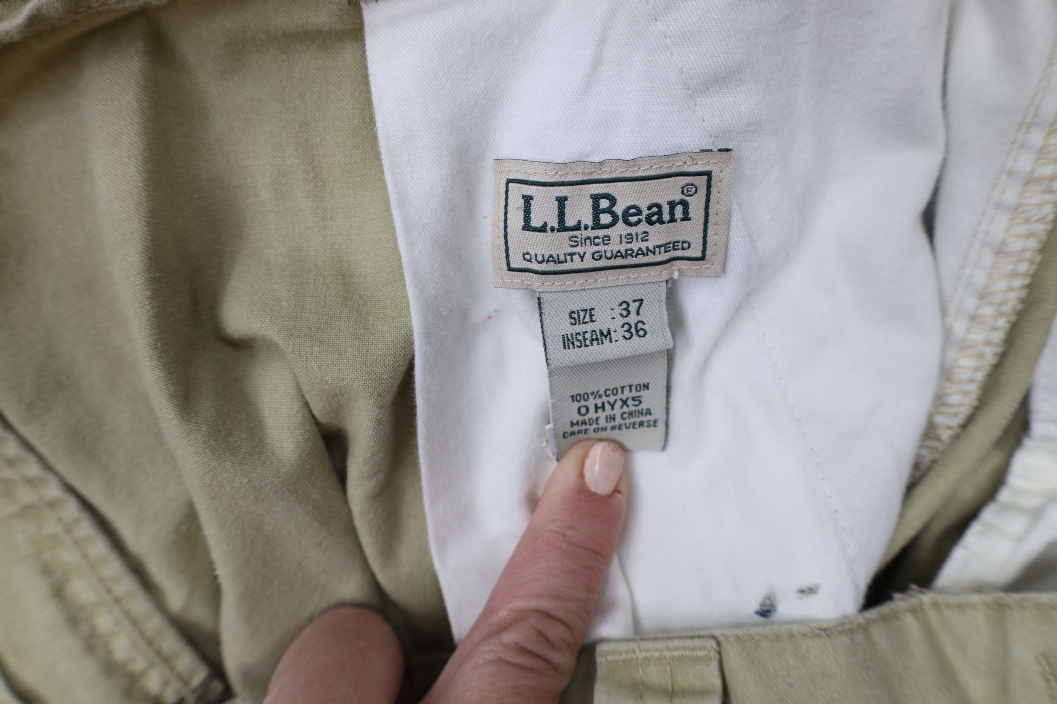 L.L. Bean × Vintage Vintage LL Bean Stonewash Wide Leg Cargo Pants Beige Cotton Size US 37 - 10 Thumbnail