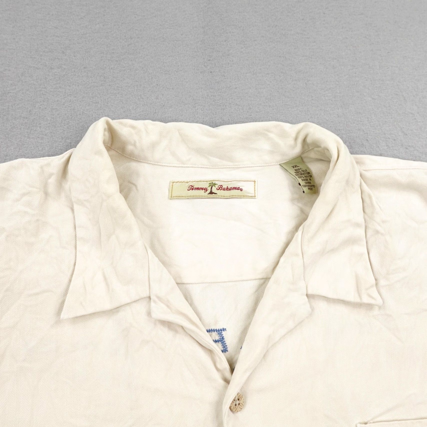Tommy Bahama VINTAGE Tommy Bahama Shirt Mens 2XL Beige Silk Billiards Team Embroidered Camp Hawaiian Shirt Adult 2XL Beige Embroidered Billiards Camp Hawaiian Mens Size US XXL / EU 58 / 5 - 2 Thumbnail