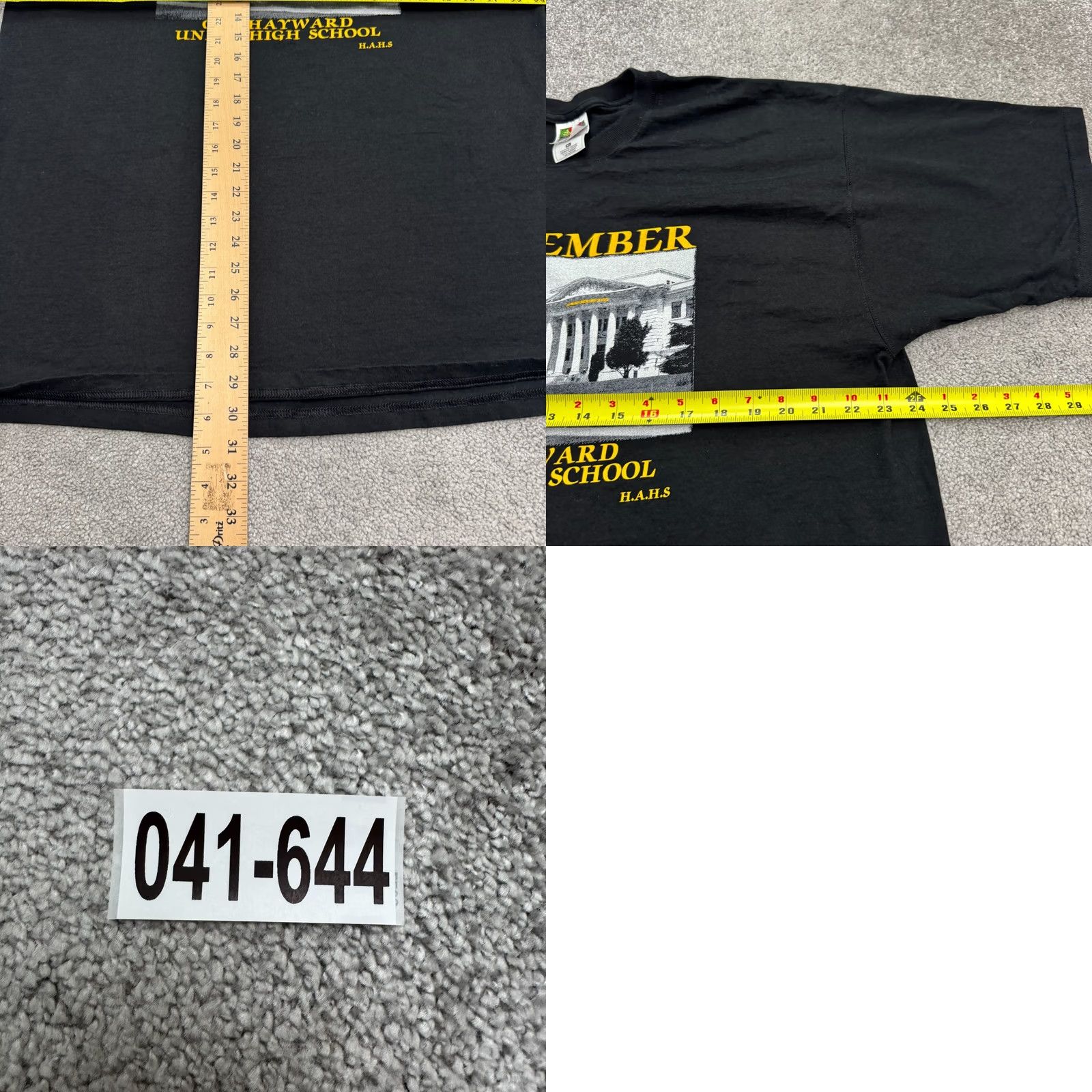 Fruit Of The Loom VINTAGE Fruit Of The Loom Graphic T-Shirt XL Black Hayward Union High School Tee Shirt Mens Regular Crew Neck Short Sleeve Size US XL / EU 56 / 4 - 8 Thumbnail