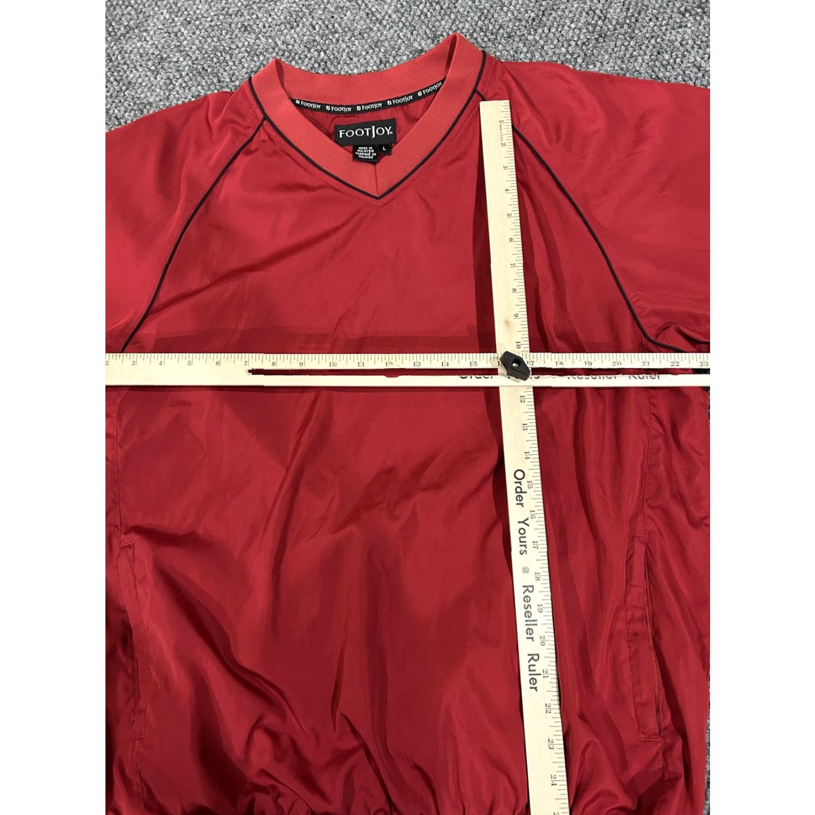 Footjoy FootJoy Jacket Mens Large Red Short Sleeve Windbreaker Pullover V Neck Golf Pockets Elastic Waist Size US L / EU 52-54 / 3 - 5 Thumbnail