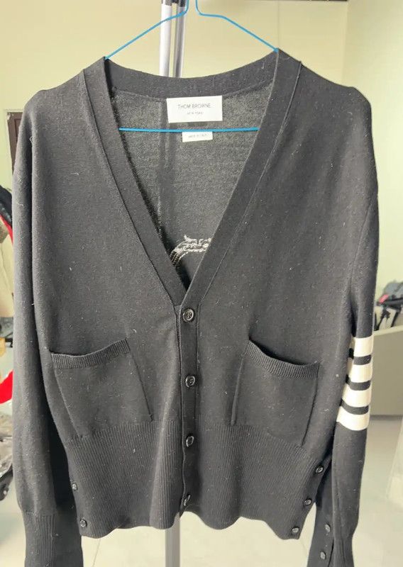 Thom Browne Thom Browne Black Wool Cardigan for Women 0089 Size S / US 4 / IT 40 - 1 Thumbnail