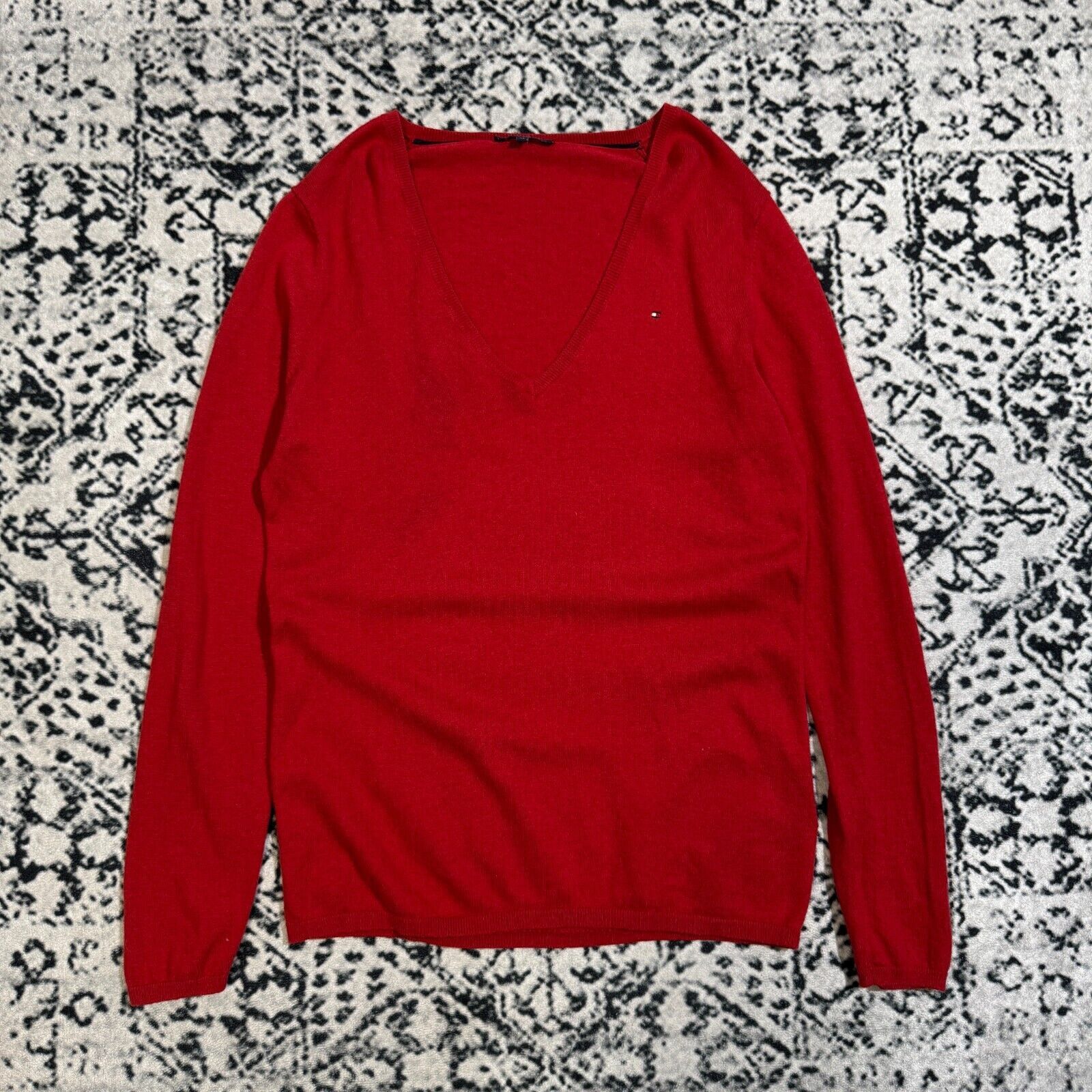 Tommy Hilfiger × Vintage Vintage Tommy Hilfiger Unisex Red Cotton Sweater Size XL Size US XL / EU 56 / 4 - 1 Thumbnail