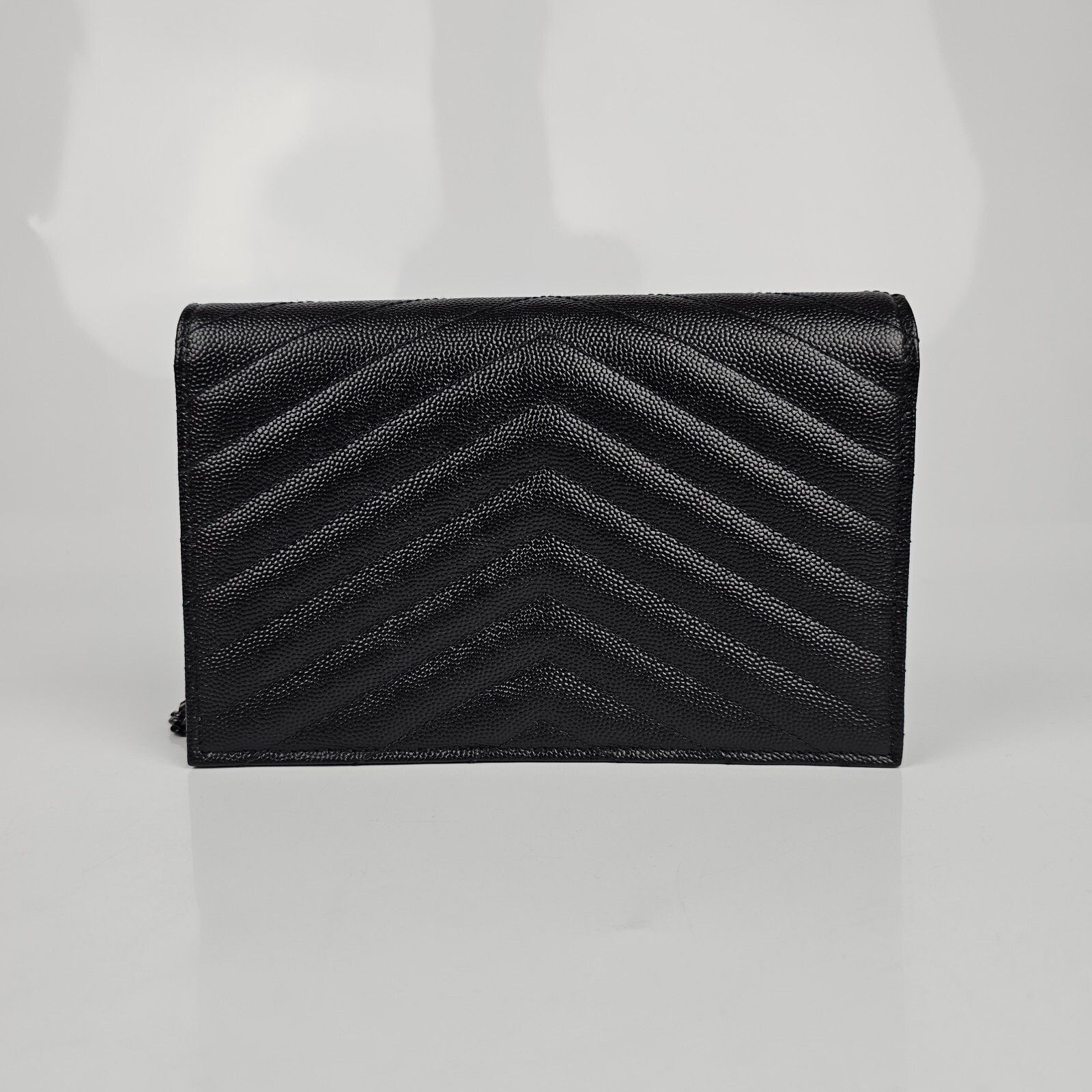 Saint Laurent Paris SAINT LAURENT Cassandre Envelope Black Grained Leather Chain Size ONE SIZE - 8 Thumbnail