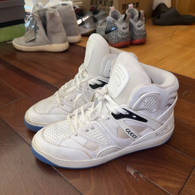 Gucci Gucci High Top Basketball Sneakers White Blue 0079 Size US 8 / EU 41 - 1 Thumbnail