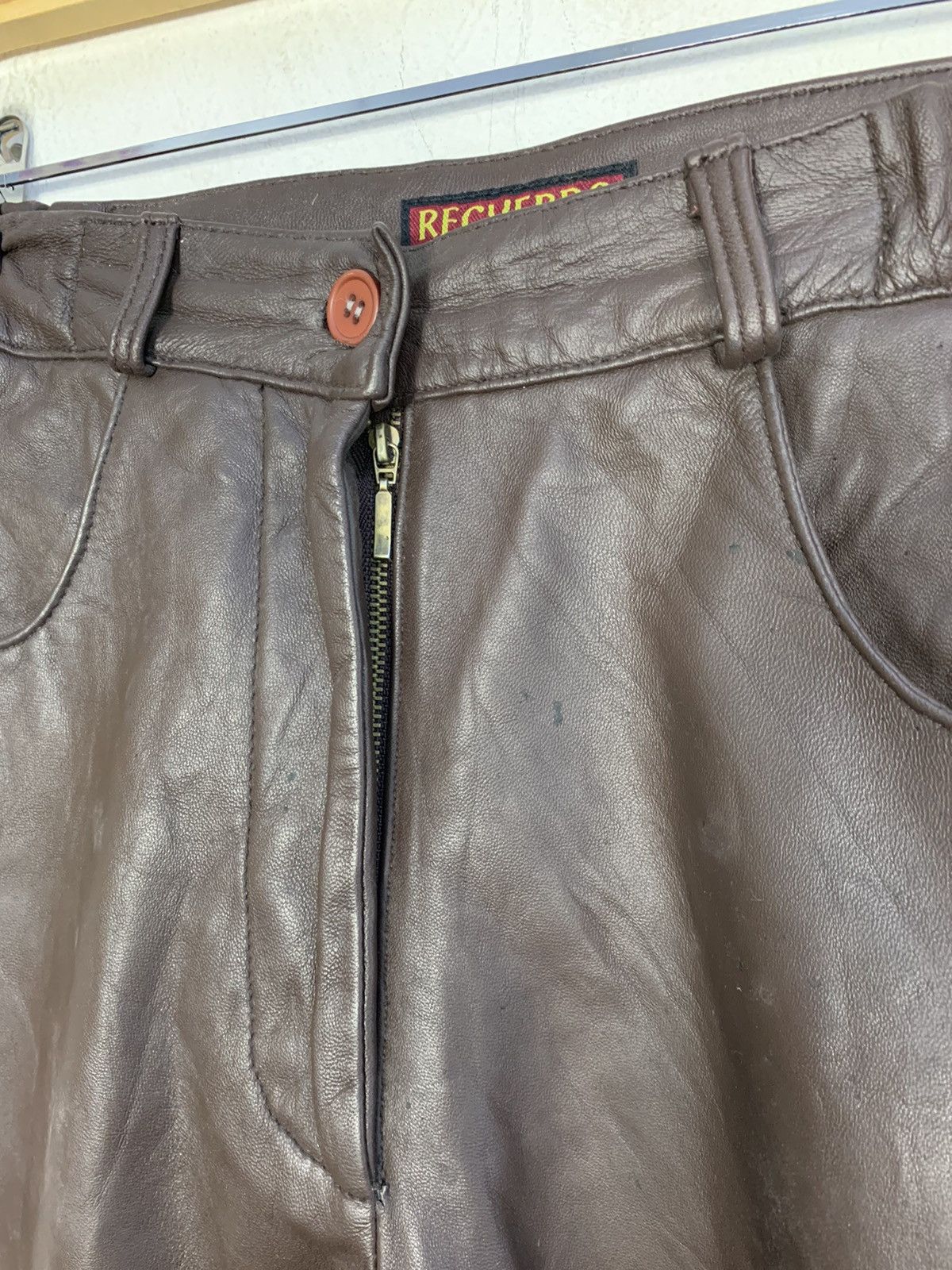 Leather Recverdo World Leather Pant Double Knee Stretchable Waist Size 26" / US 2 / IT 38 - 7 Thumbnail