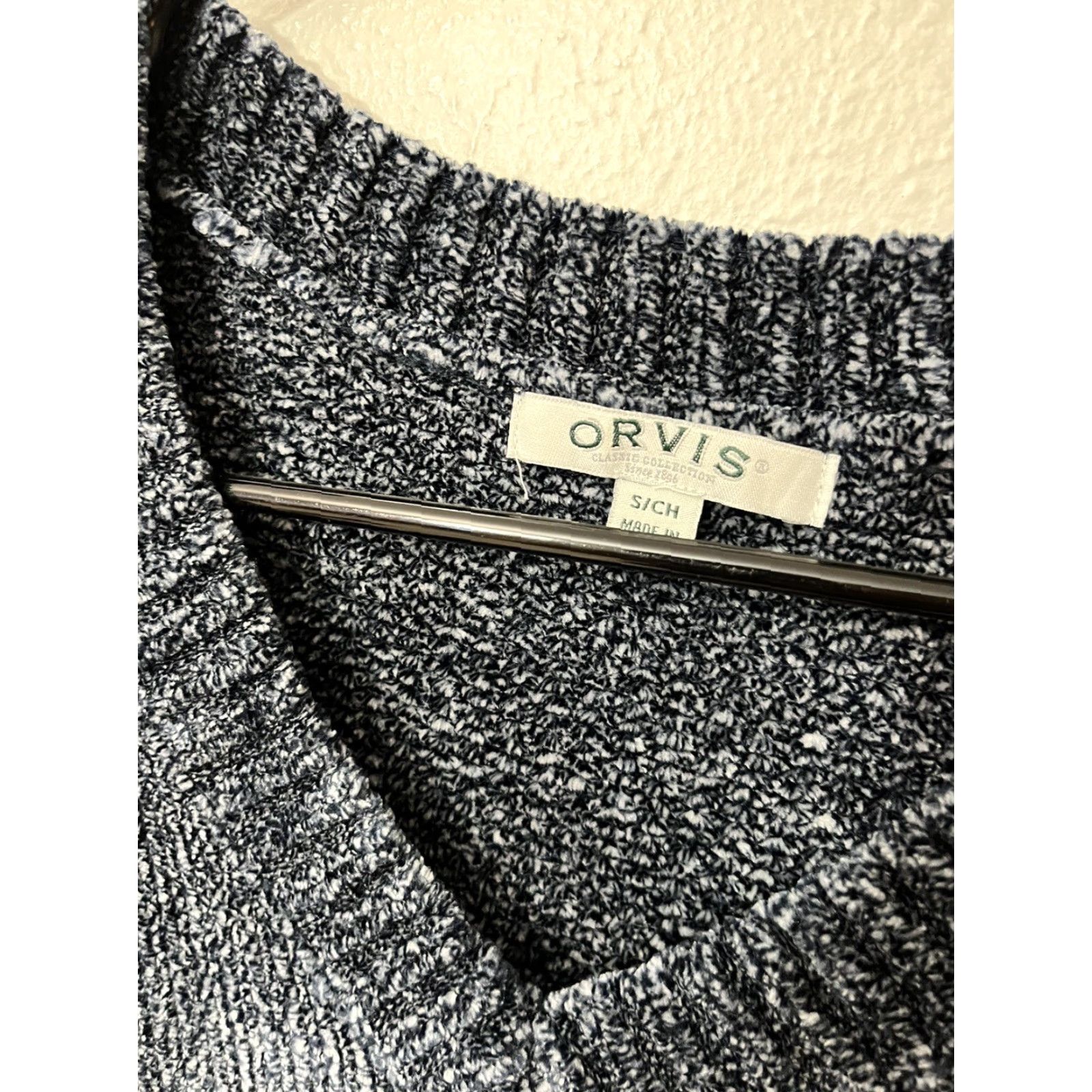 Orvis Orvis Women’s Chenille V-neck Long Sleeve Soft Knit Sweater Small Heather Blue 90s Women’s Size S / US 4 / IT 40 - 2 Thumbnail