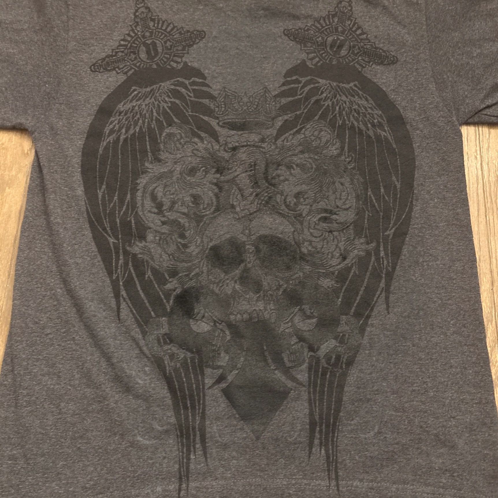 Affliction Chemistry Shirt Men M Gray Graphic Print Affliction Y2K Short-Sleeve Shirt Size US M / EU 48-50 / 2 - 7 Thumbnail