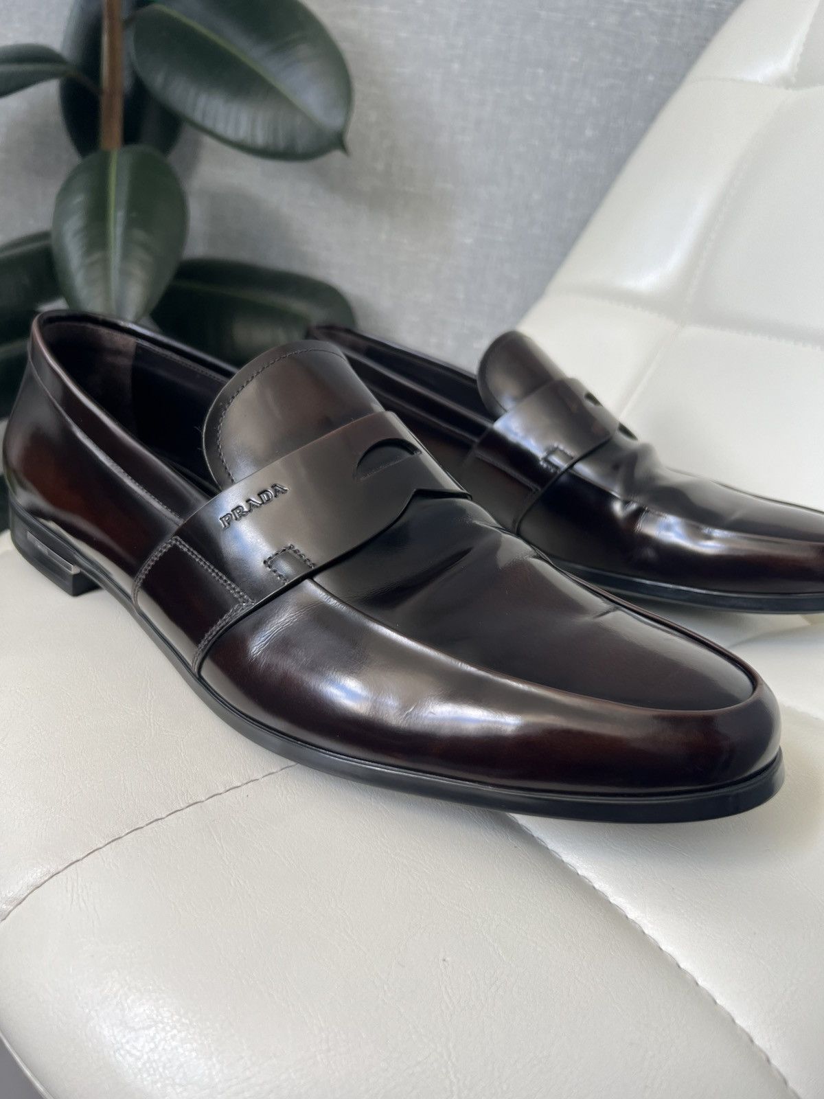 Prada Prada Brown Polished Leather Penny Loafers Men’s Size 11 Size US 12 / EU 45 - 3 Thumbnail