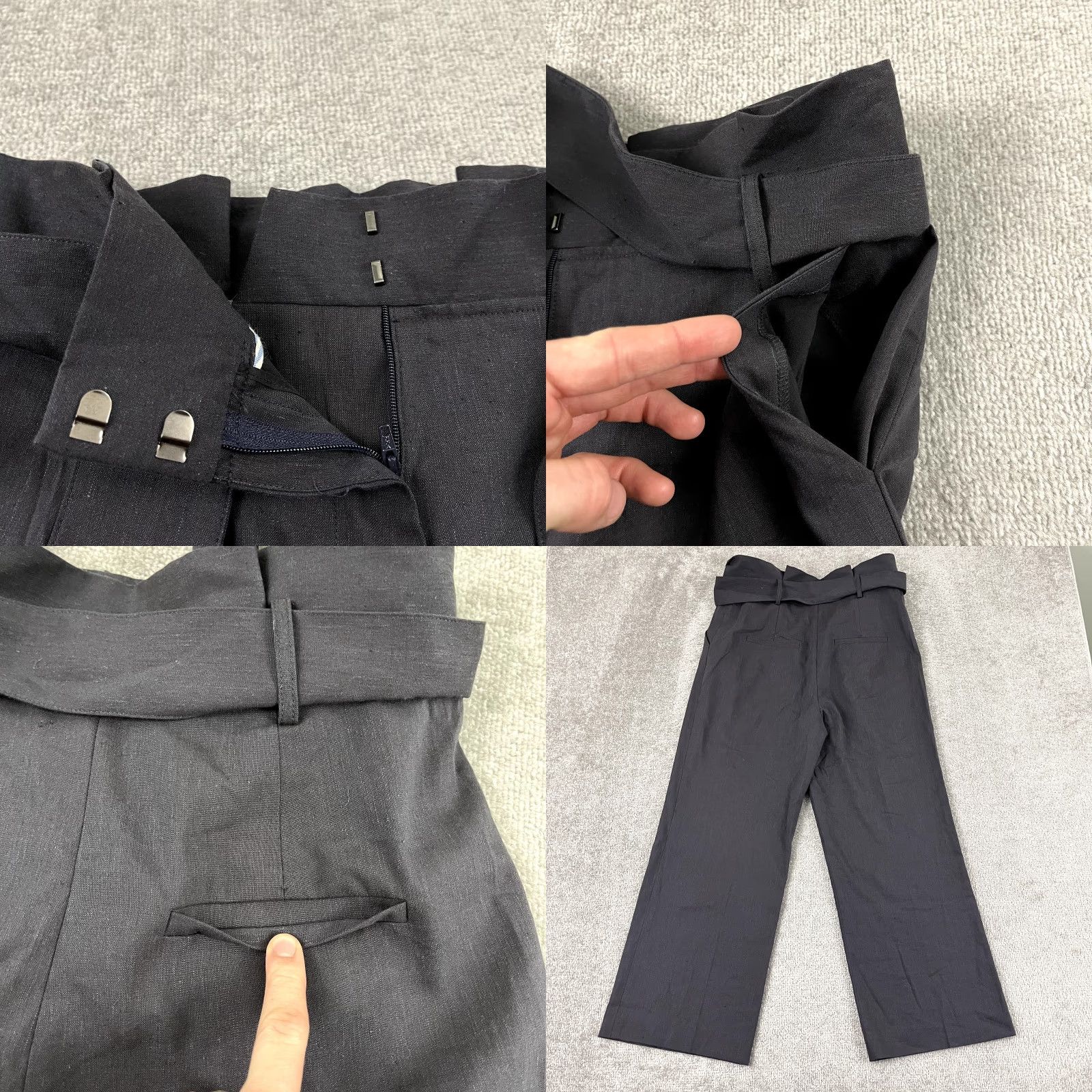 Veronica Beard VERONICA BEARD Pants Womens 8 Gray Wide-Leg Linen Wool Belted Cropped Professional Workwear Mens? Size 30" / US 8 / IT 44 - 8 Thumbnail