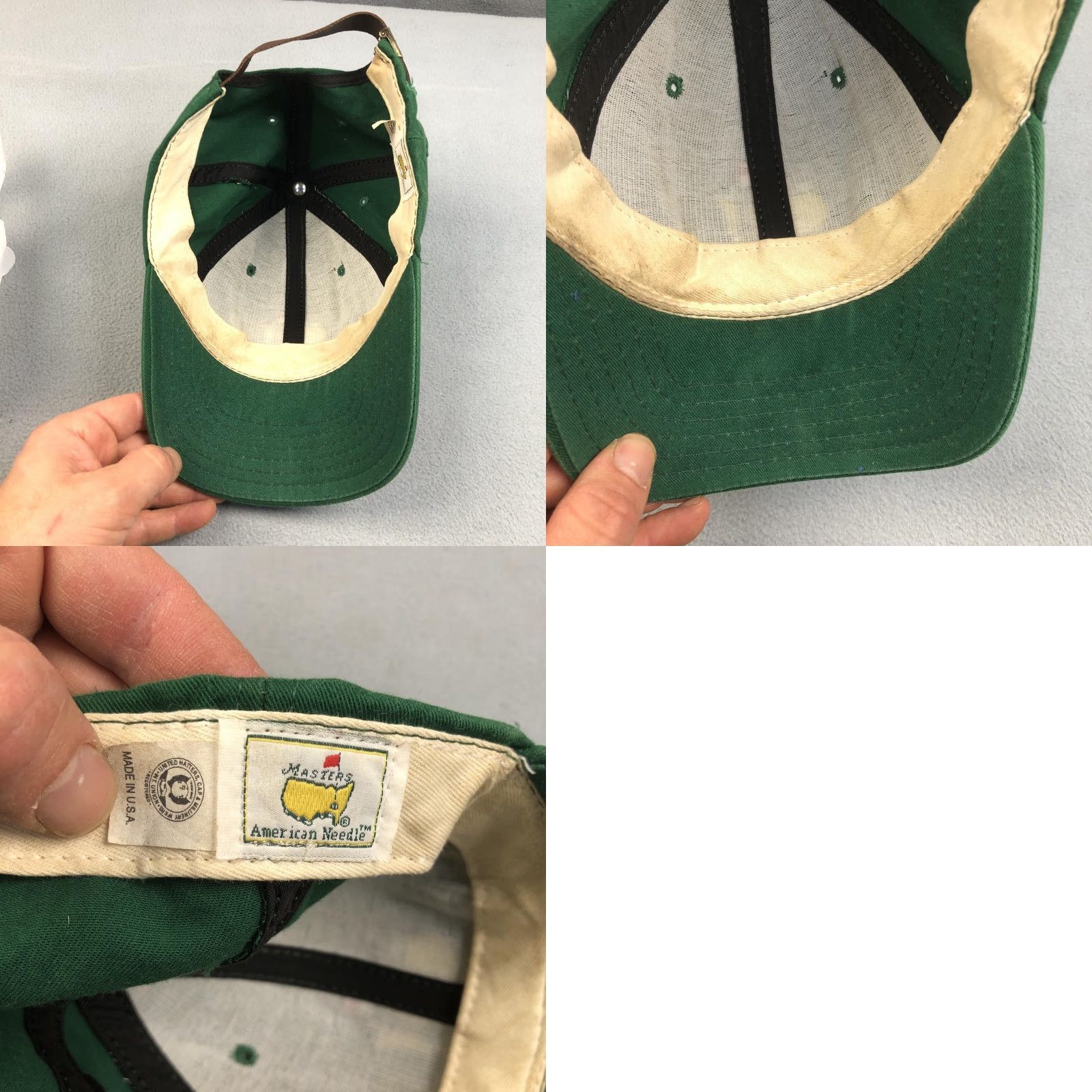 American Needle VINTAGE American Needle Masters Hat Green Leather Strap Back Golf 90s Men One Size Green Cotton Twill Hat Size ONE SIZE - 8 Thumbnail