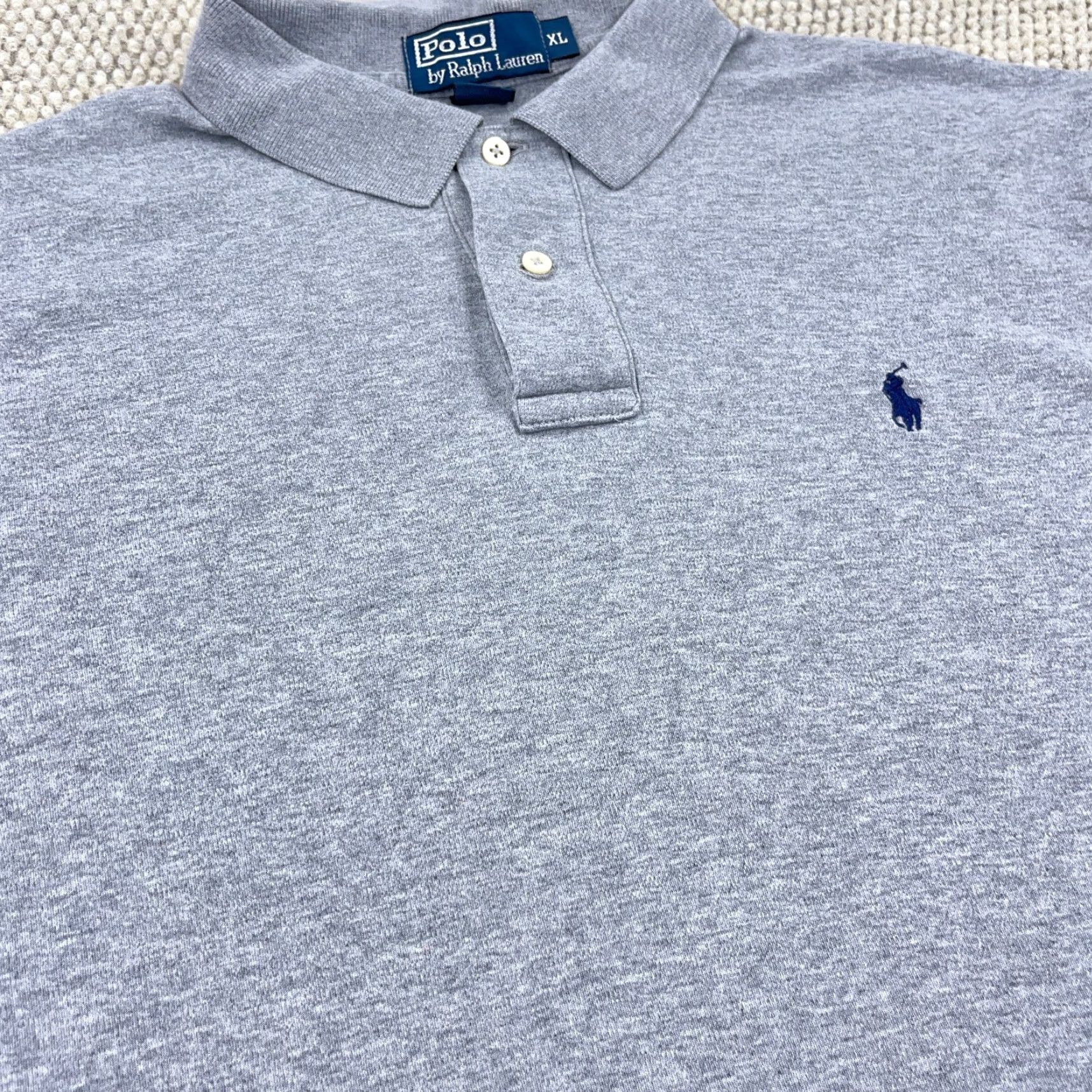 Polo Ralph Lauren VINTAGE Polo Ralph Lauren Polo Shirt Men XL Gray Blue Pony Fine Soft Touch Golf Adult Size US XL / EU 56 / 4 - 4 Thumbnail