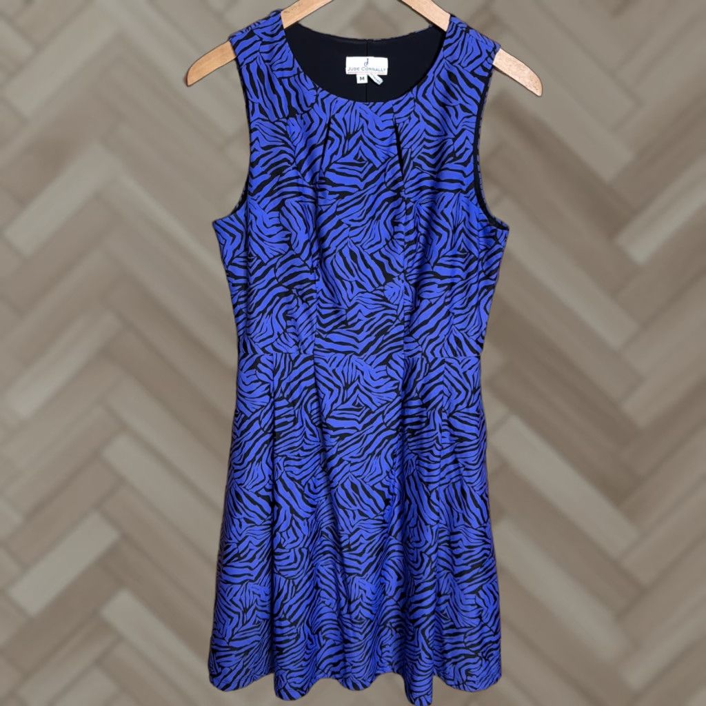 Vintage Jude Connally Shift Dress Sleeveless Purple Abstract Print Knee Length M Women Size M / US 6-8 / IT 42-44 - 1 Thumbnail
