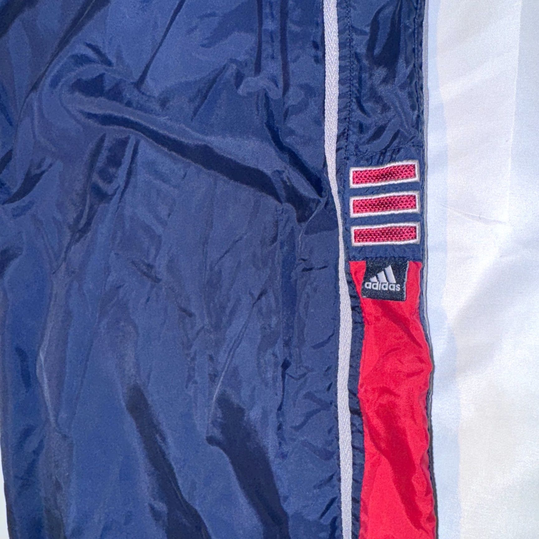 Adidas Vintage Adidas Track Pants XL Navy Baggy Windbreaker Jogger Zipper Ankle 90s Size US 36 / EU 52 - 3 Thumbnail